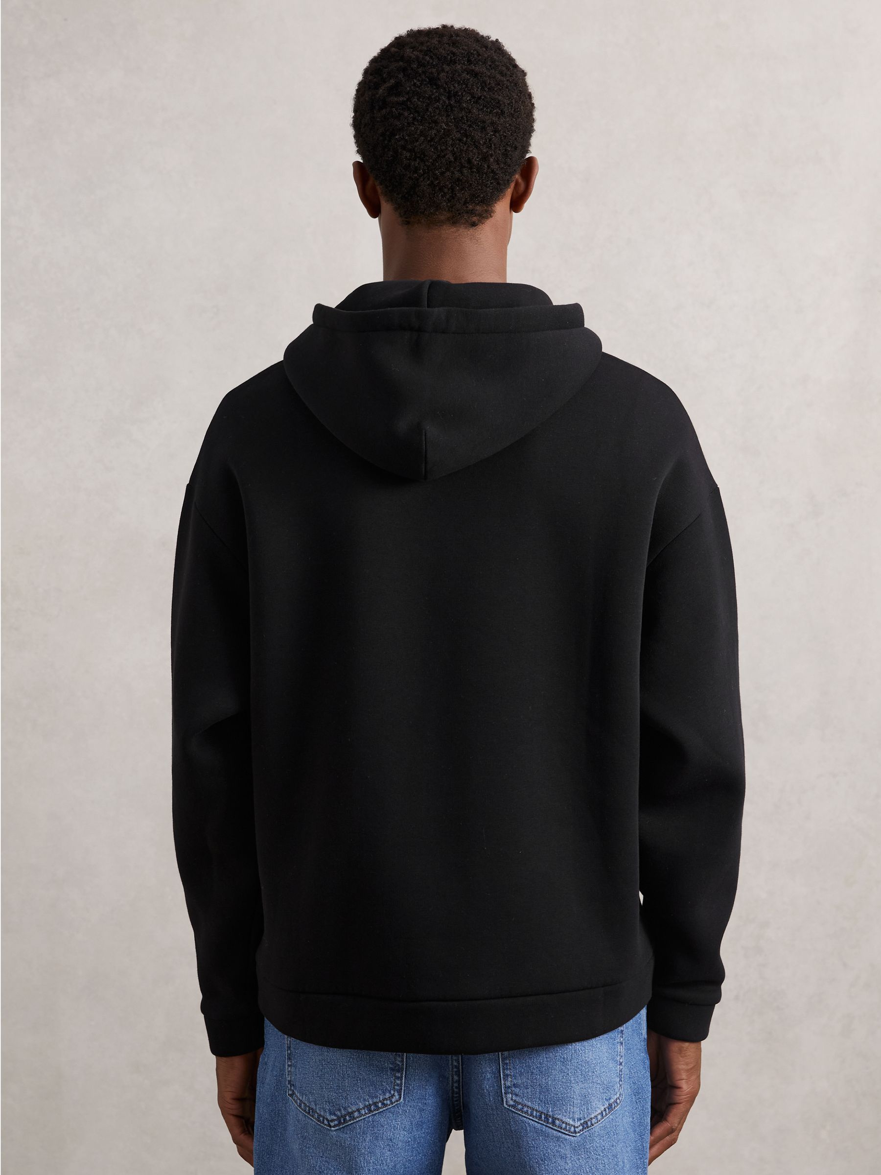 Cotton-Blend Fleece Hoodie in Black