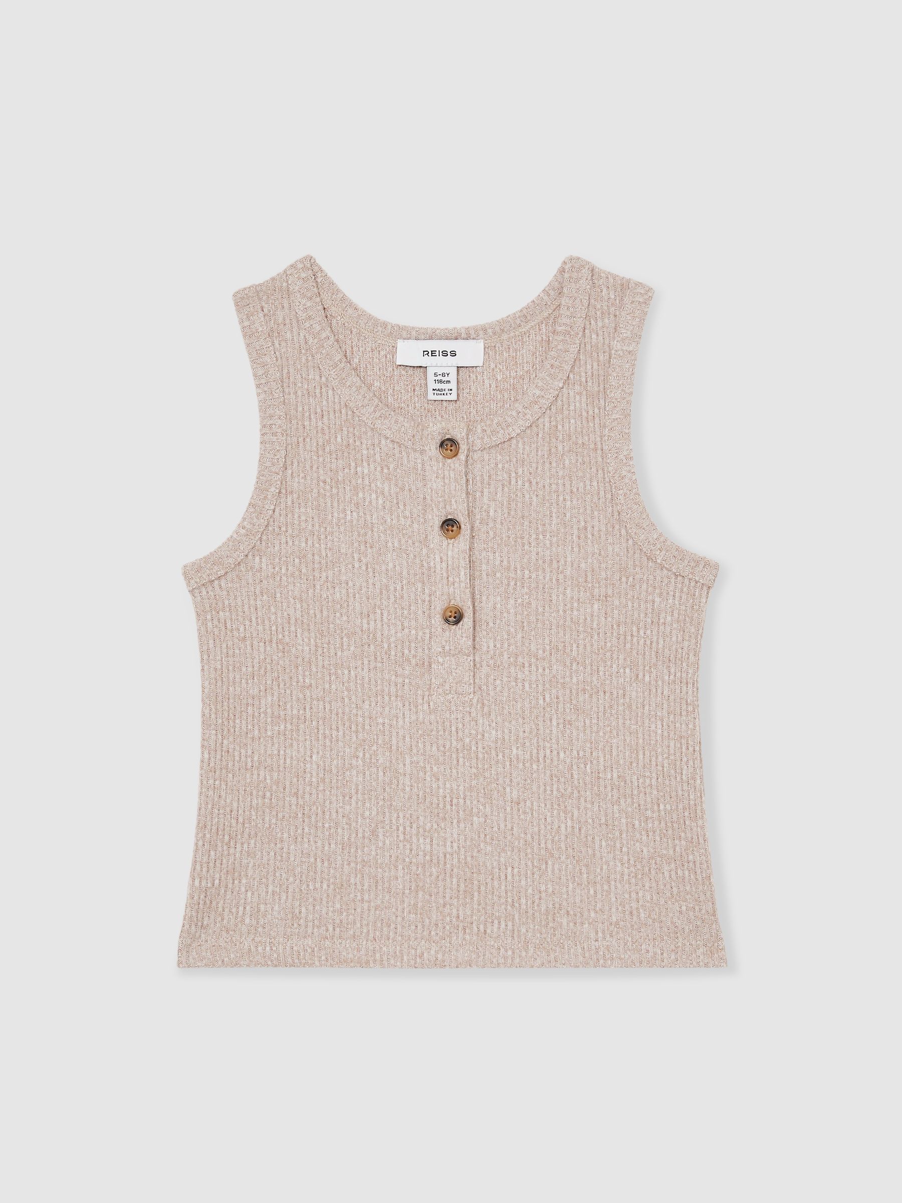 4-9 yrs Rib-Knit Button-Placket Vest in Mink