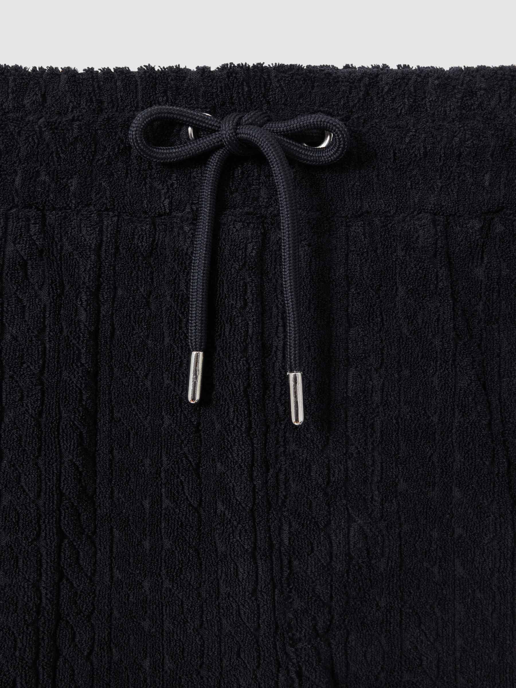 Towelling Drawstring Shorts in Navy