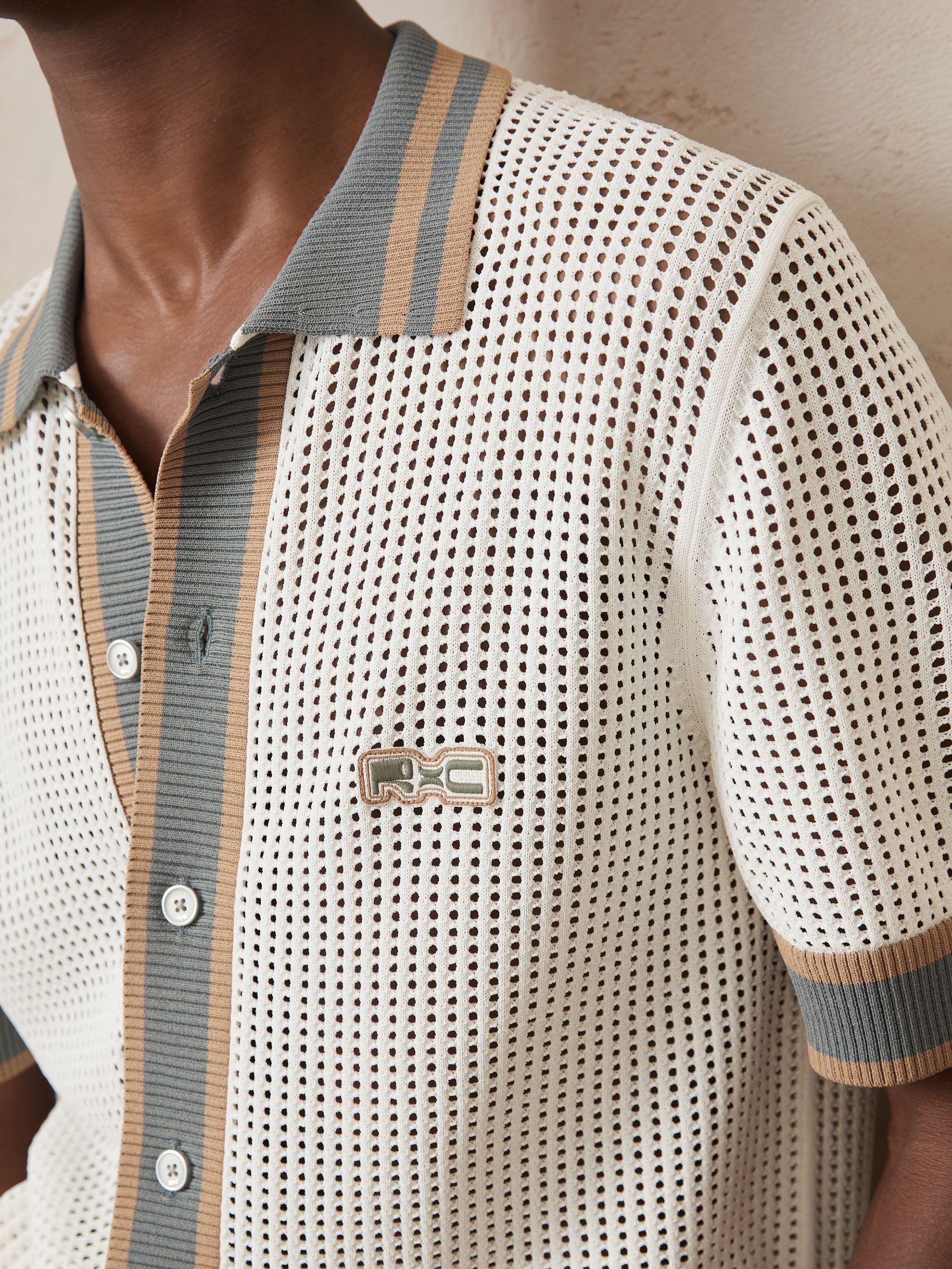 Reiss | Ché Crochet Tipped Shirt in White