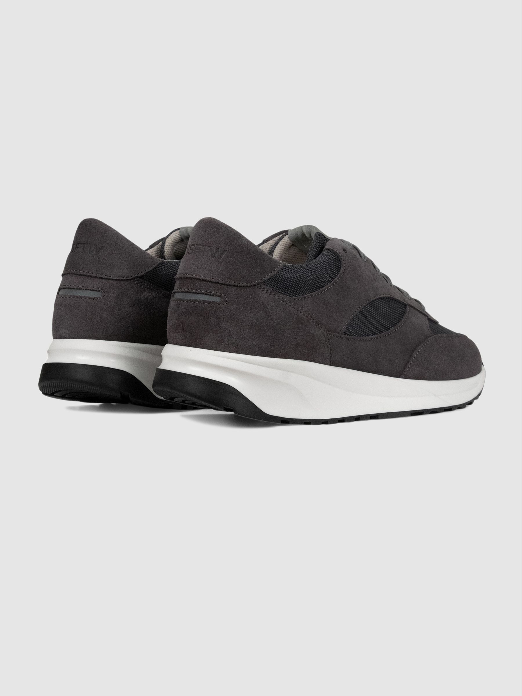 Unseen Footwear Suede and Mesh Rozel Trainers in Grey