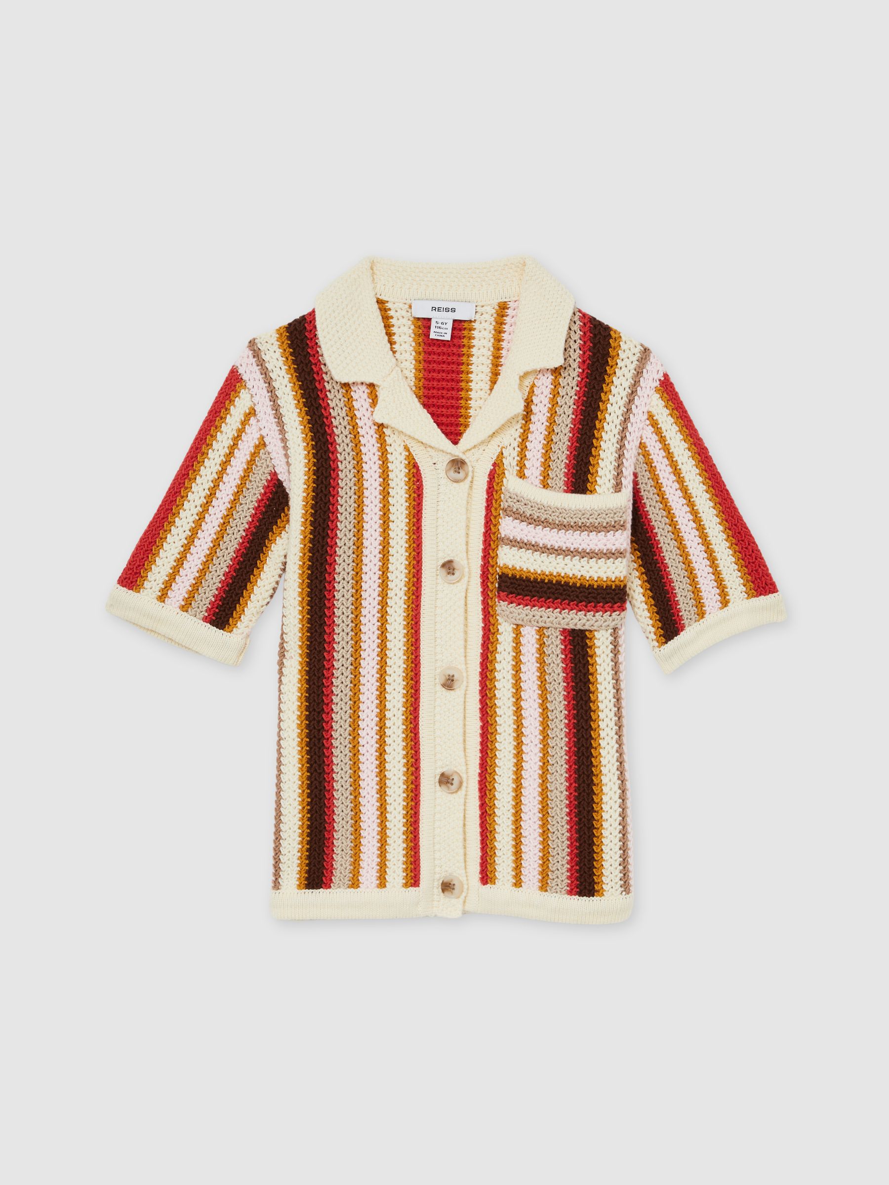 4-9 yrs Cotton Striped Crochet Shirt in Multi