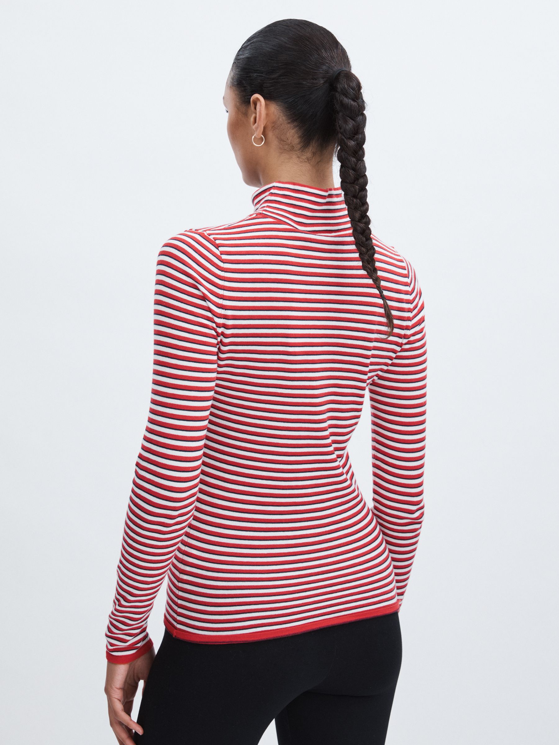 The Upside Organic-Cotton Striped Knit Top in Red Stripe