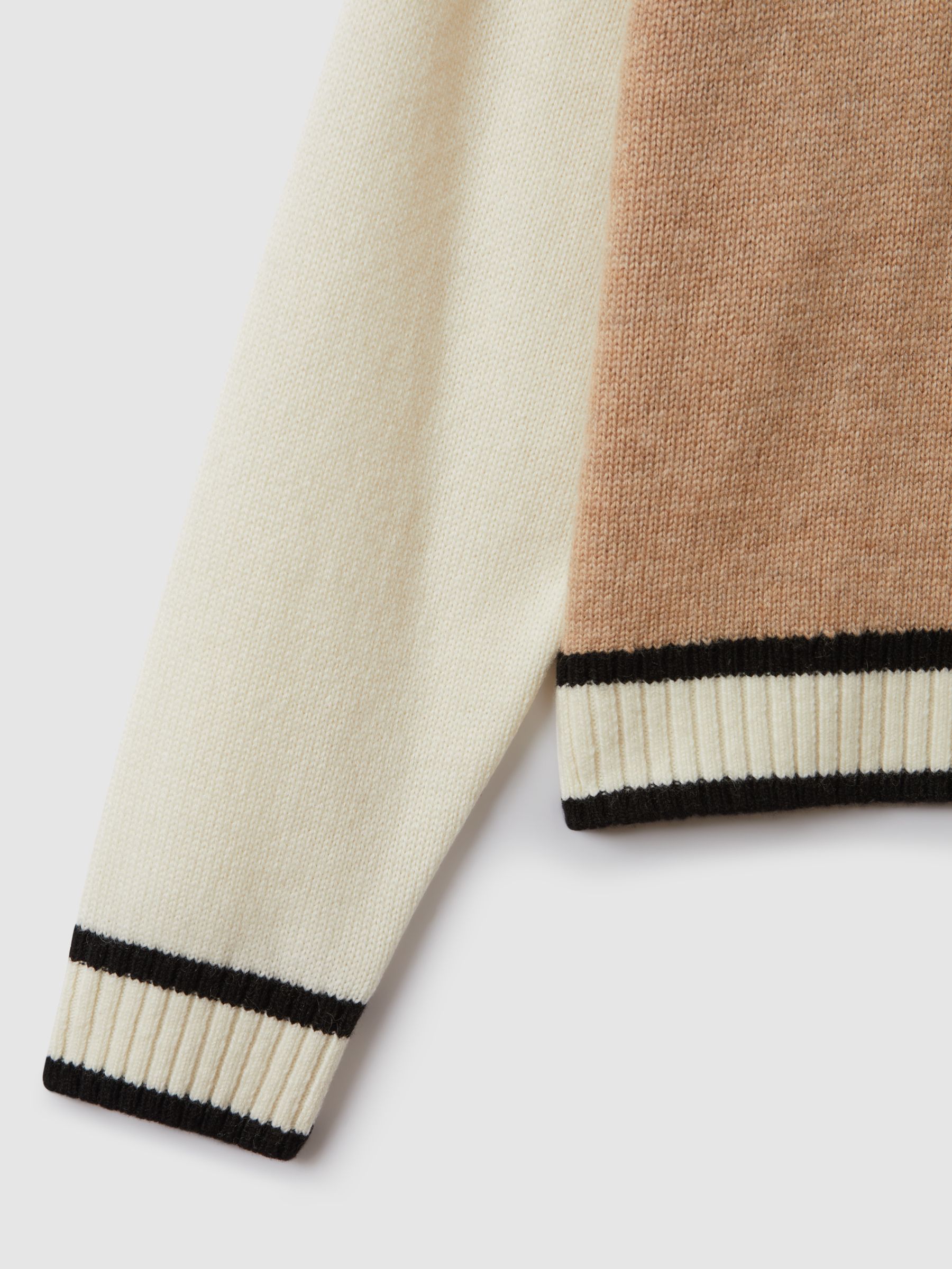 9-13 yrs McLaren F1 Wool Cashmere Cropped Jumper in Camel/Ecru