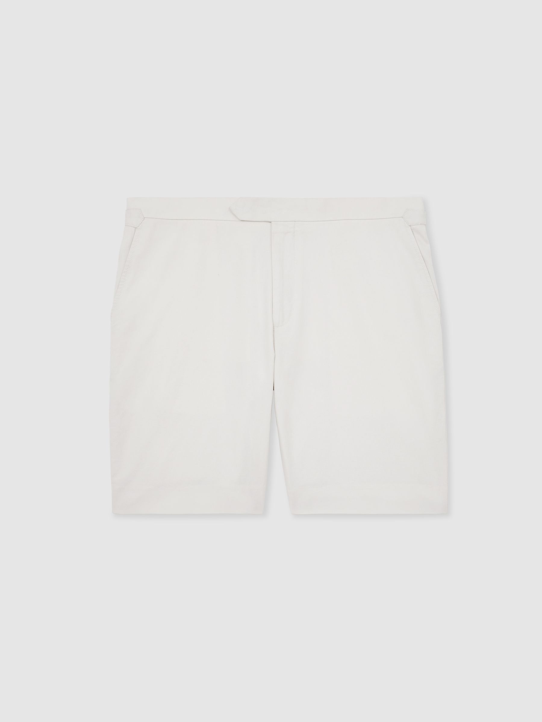 Cotton-Linen Tailored Shorts in Stone