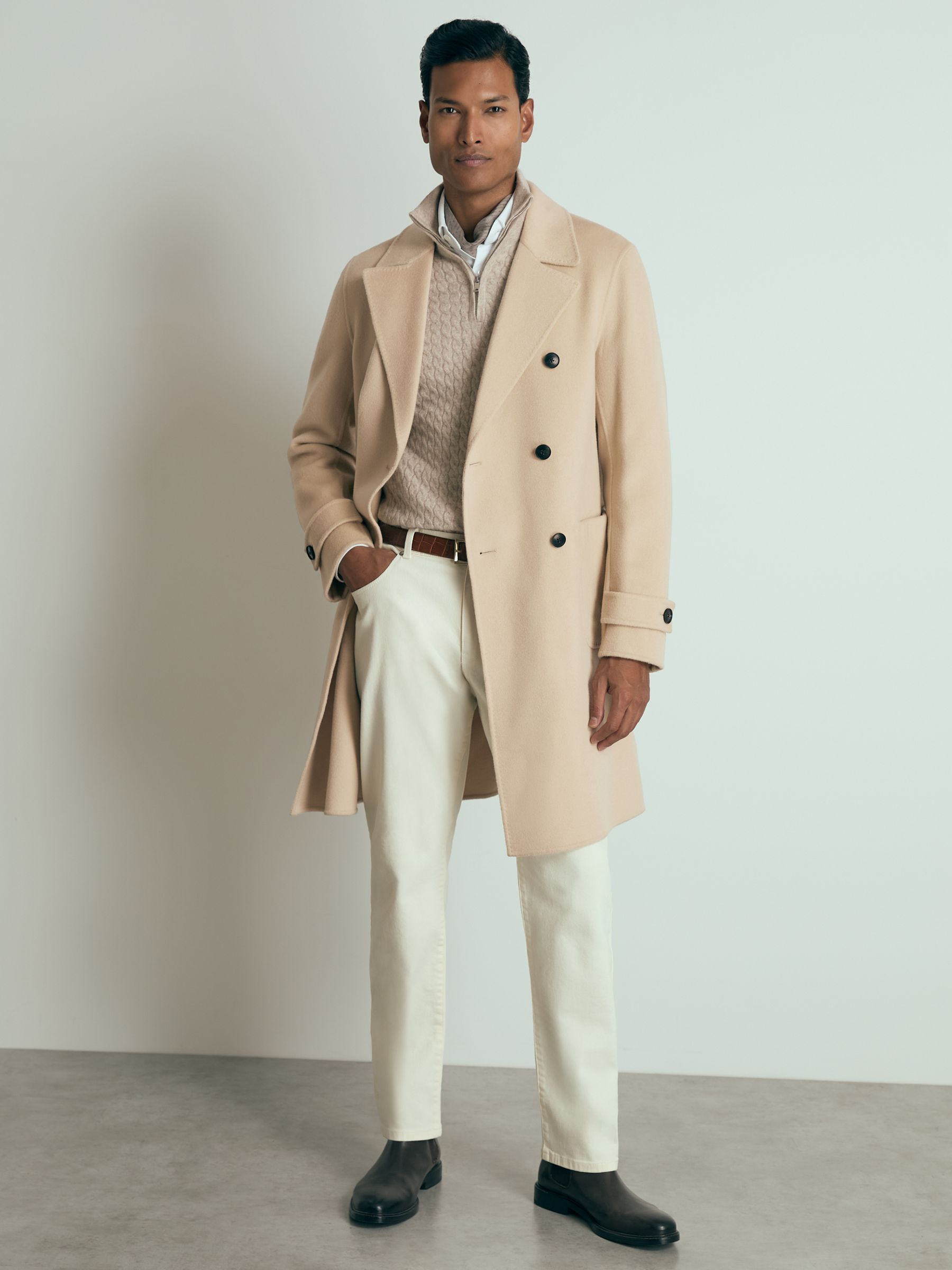 Atelier Wool-Cashmere Double-Breasted Coat in Camel