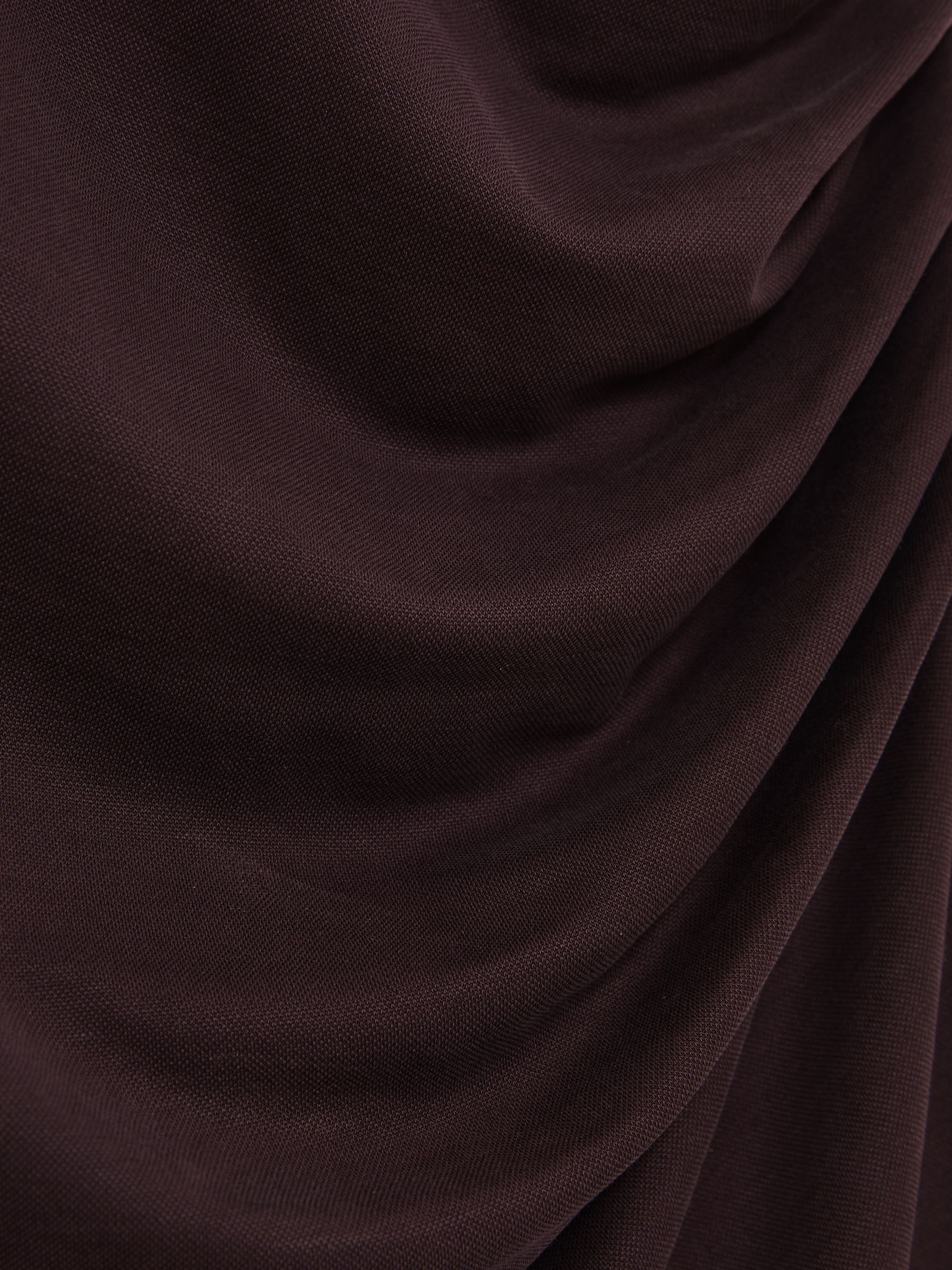 Jersey Ruched Racer Midi Dress in Burgundy