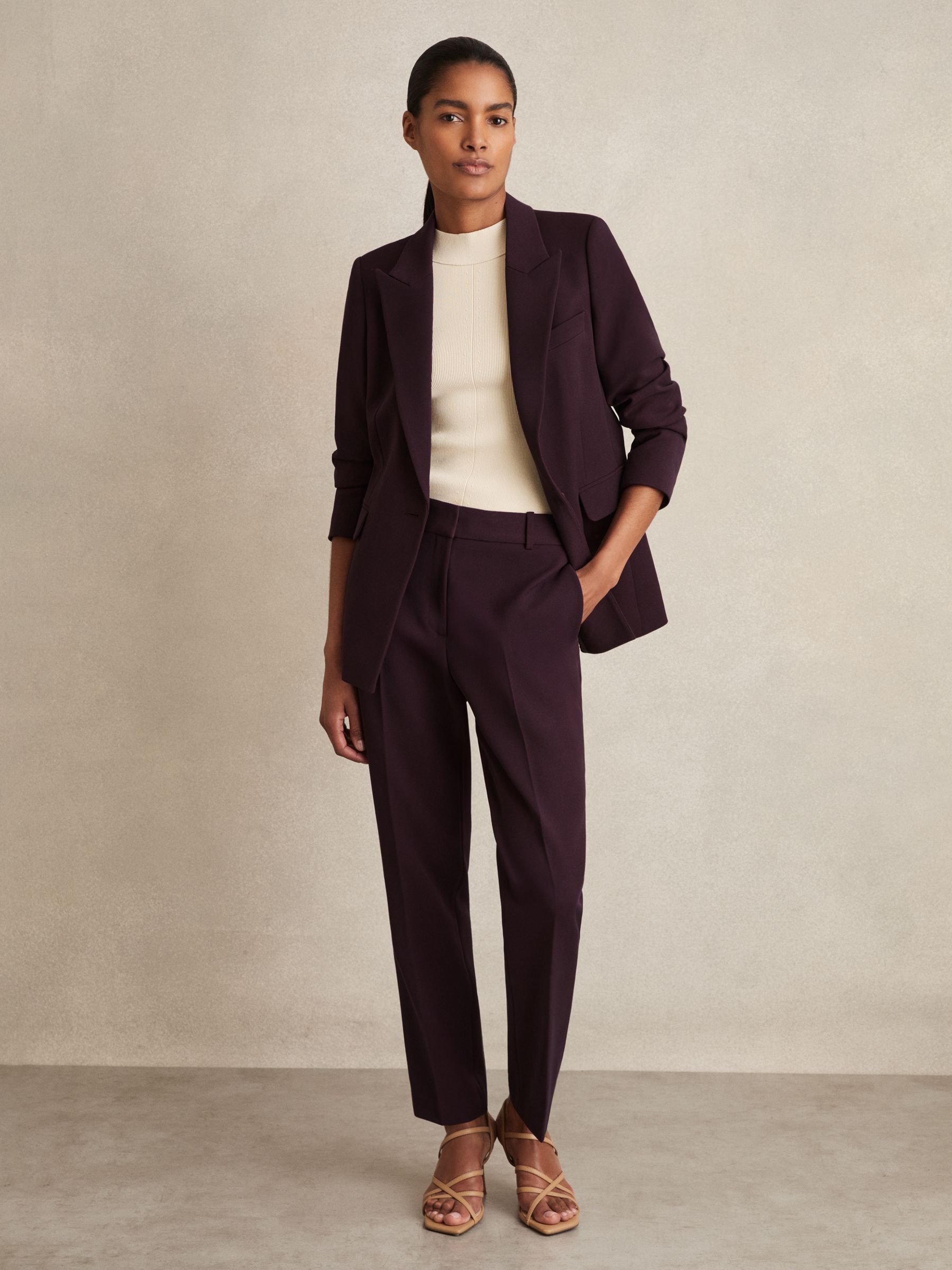 Slim Fit Suit Trousers in Berry