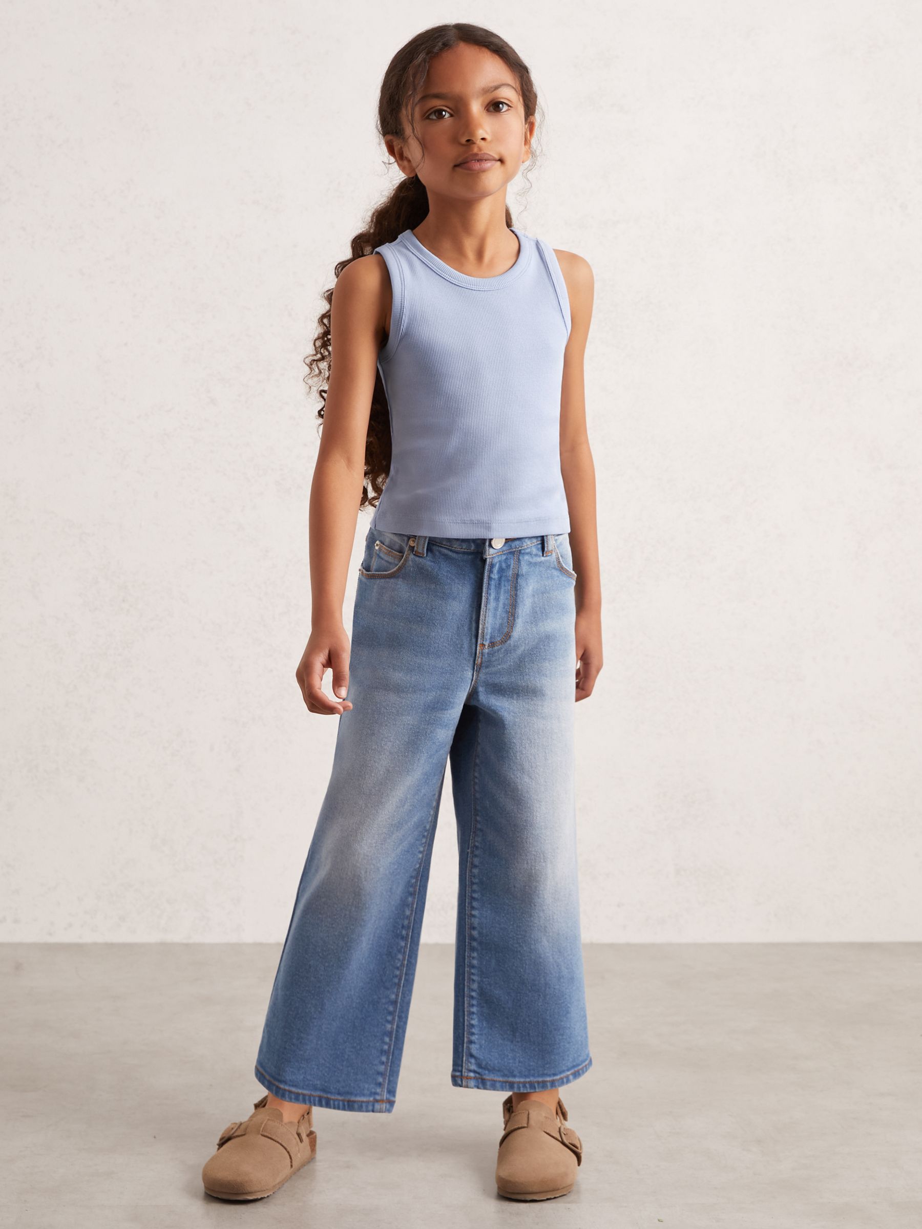 13-14 yrs Stretch-Cotton Ribbed Vest in Blue