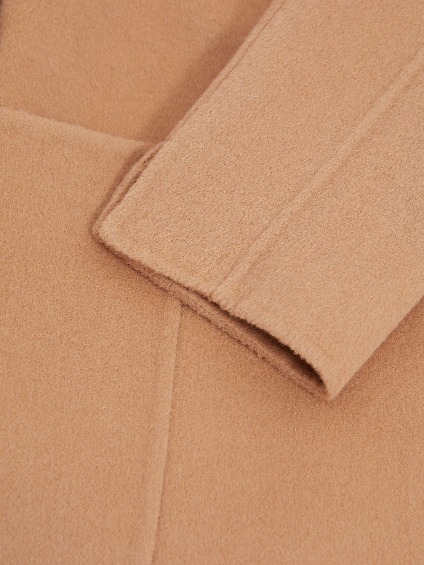 Wool Blend Double Breasted Blindseam Coat in Light Camel