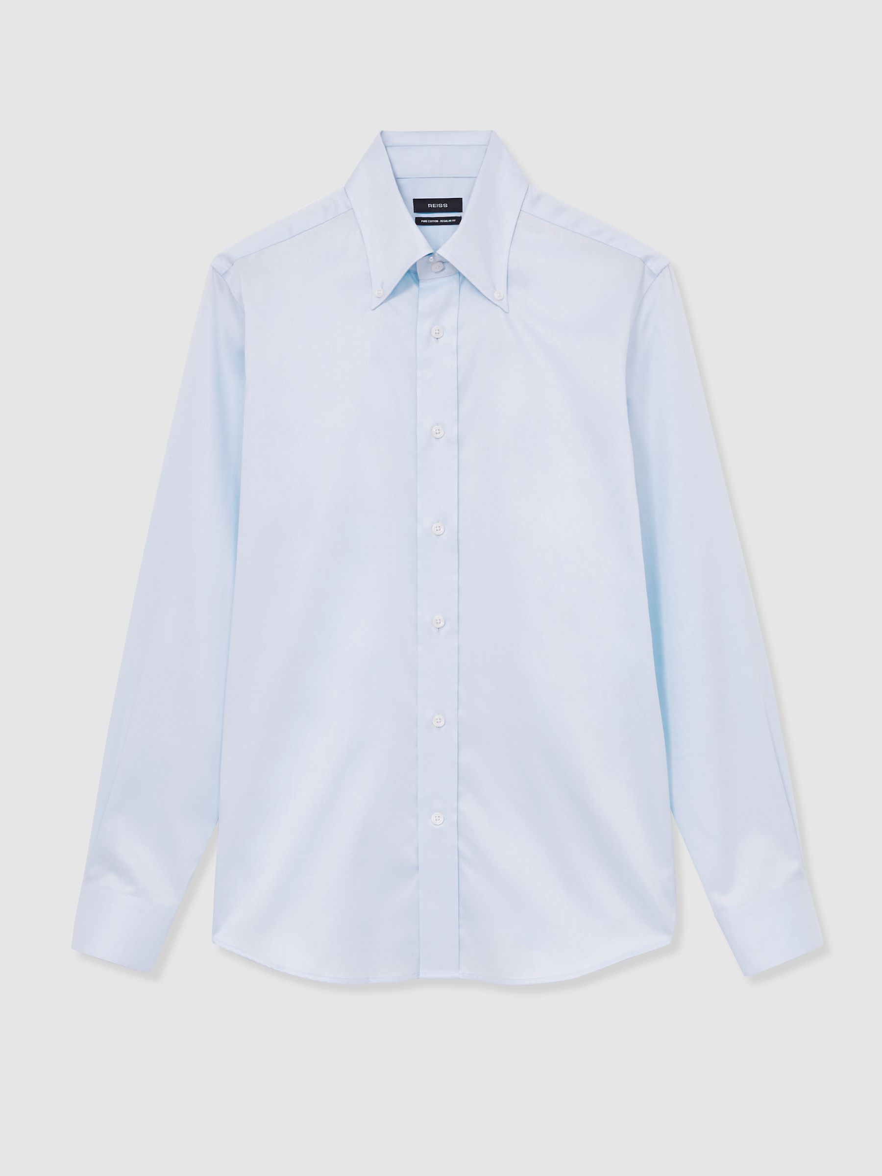 Regular-Fit Cotton Button-Down Shirt in Soft Blue