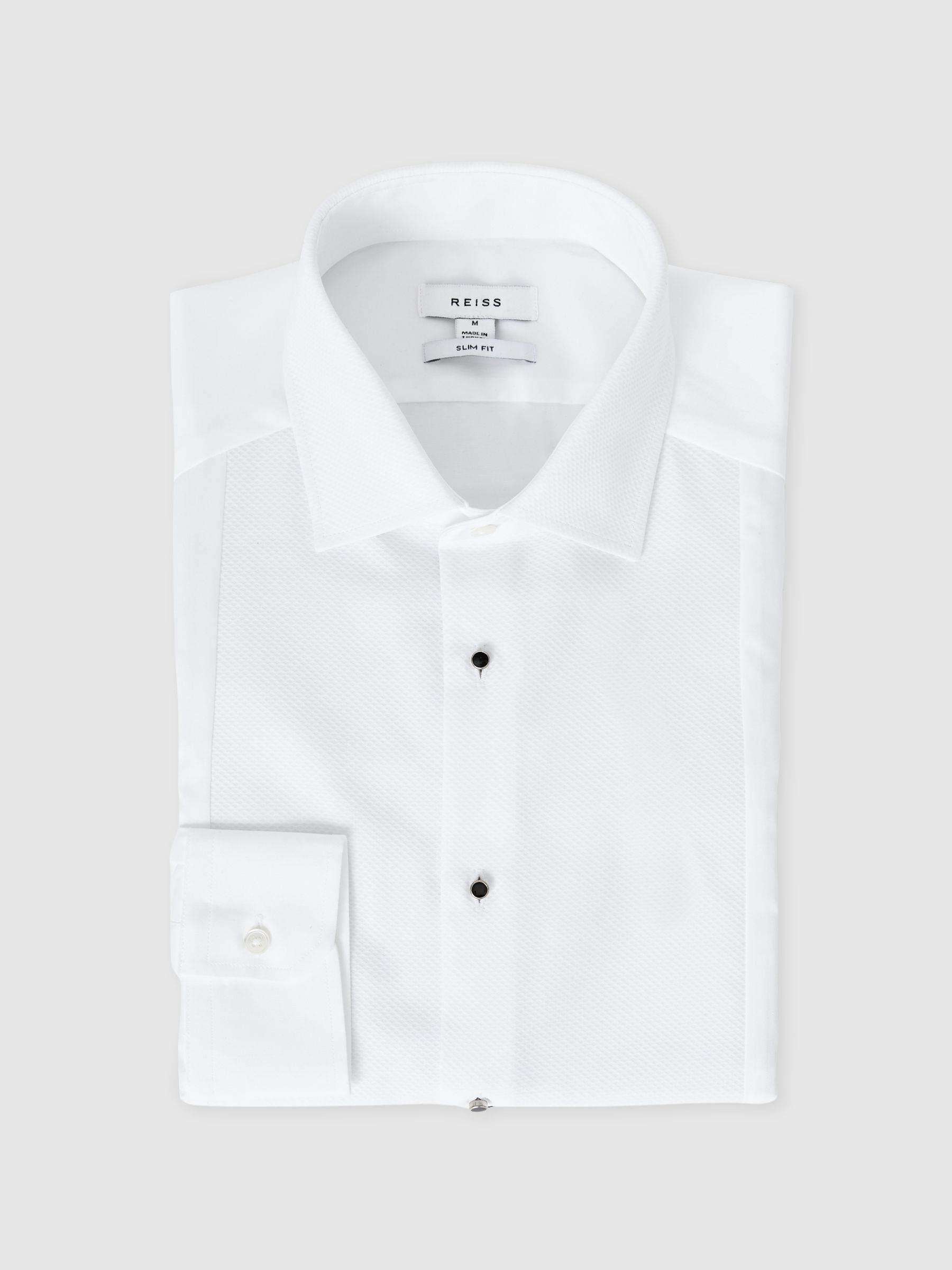 Slim Fit Cotton Marcella Tuxedo Shirt in White
