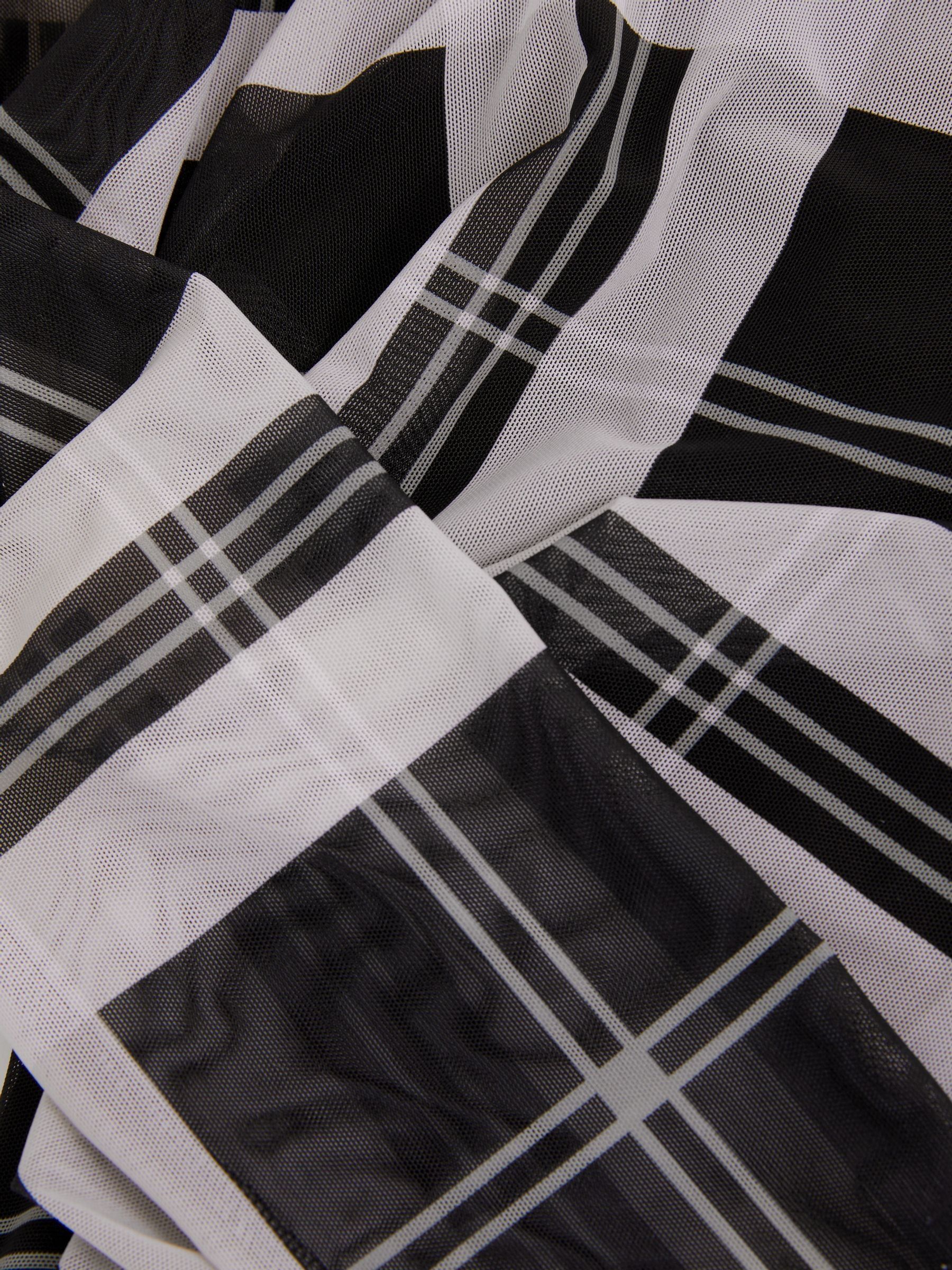 Checked Ruched Top in Black/White