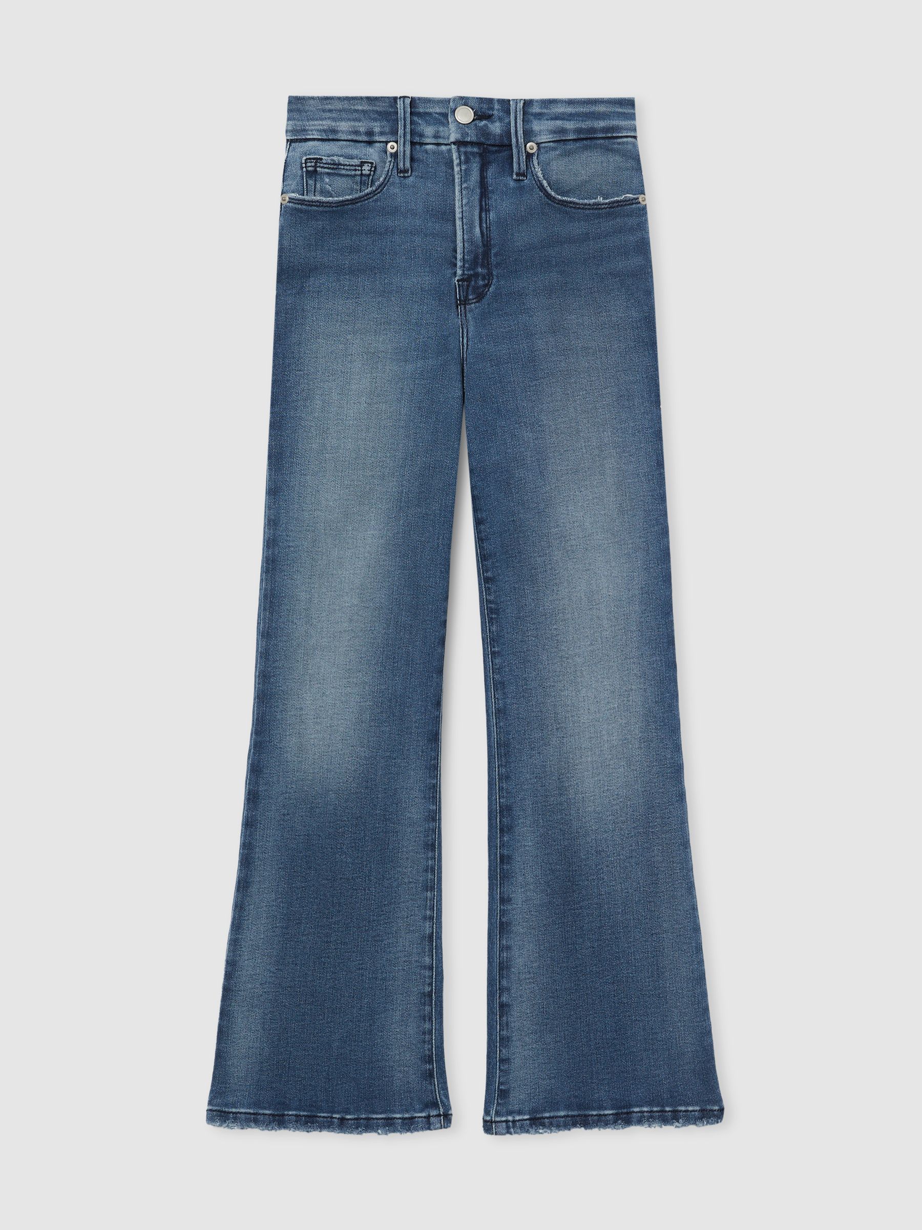 Good American Cropped Bootcut Jeans in Indigo