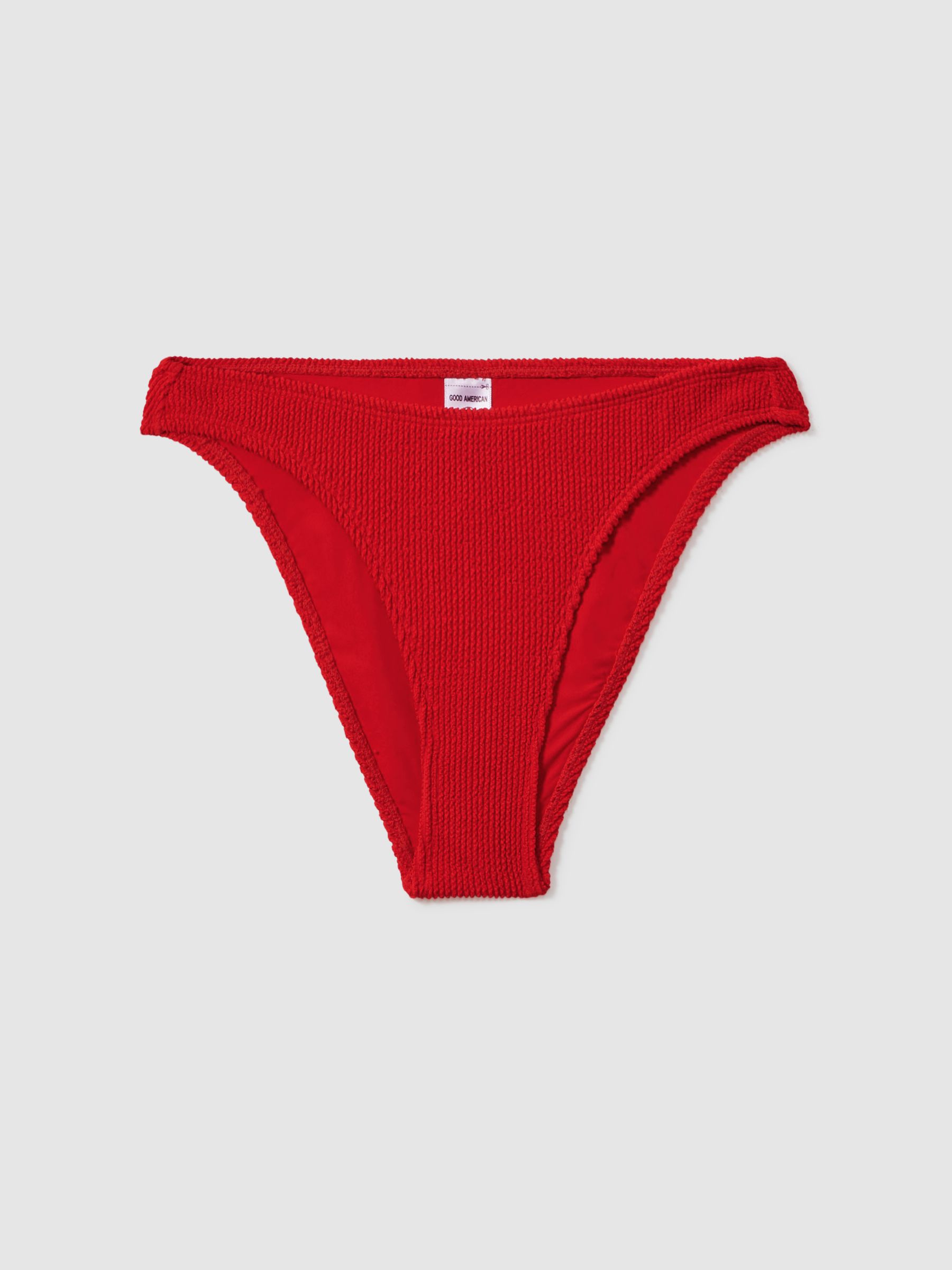 Good American Always Fits Textured Bikini Top in Bright Red