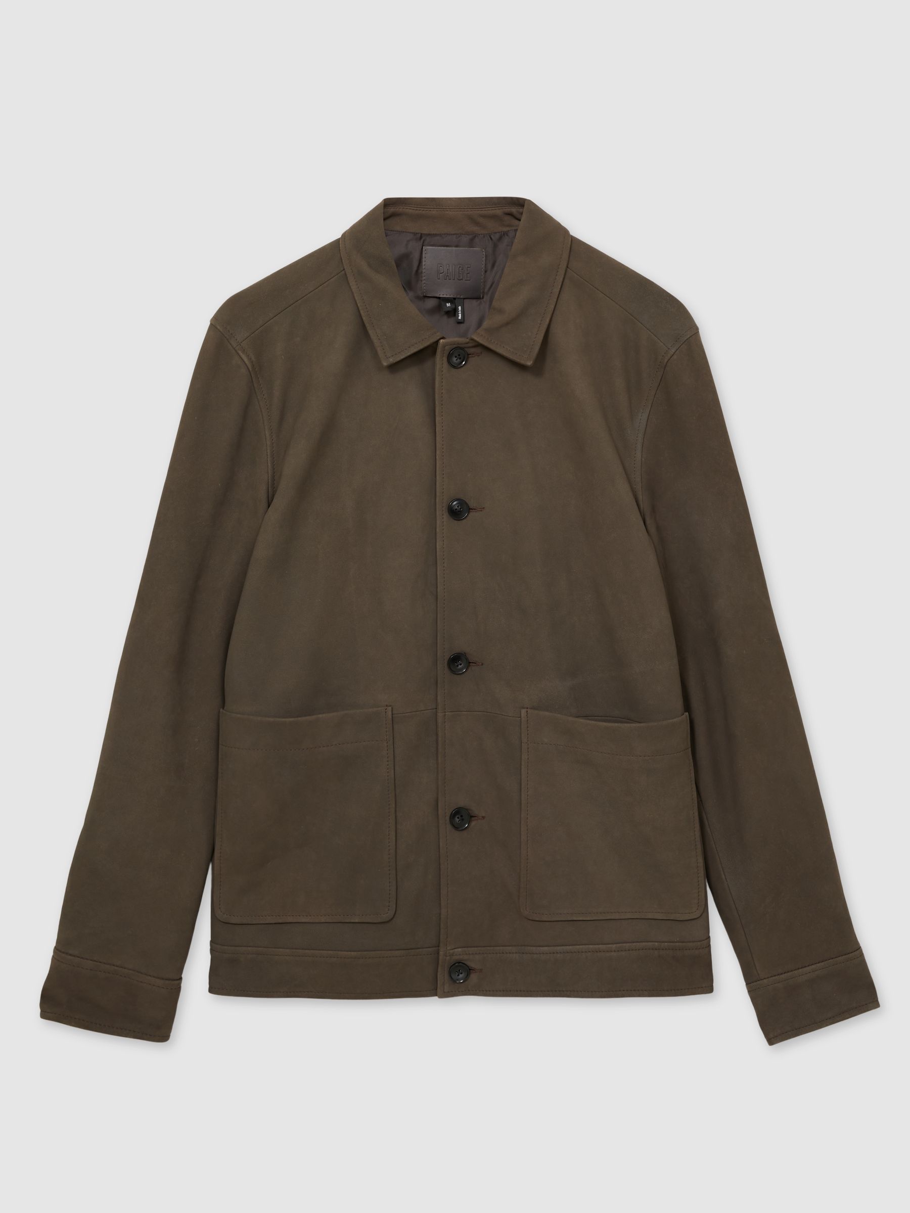 Paige Suede Chore Jacket in Brown/Khaki