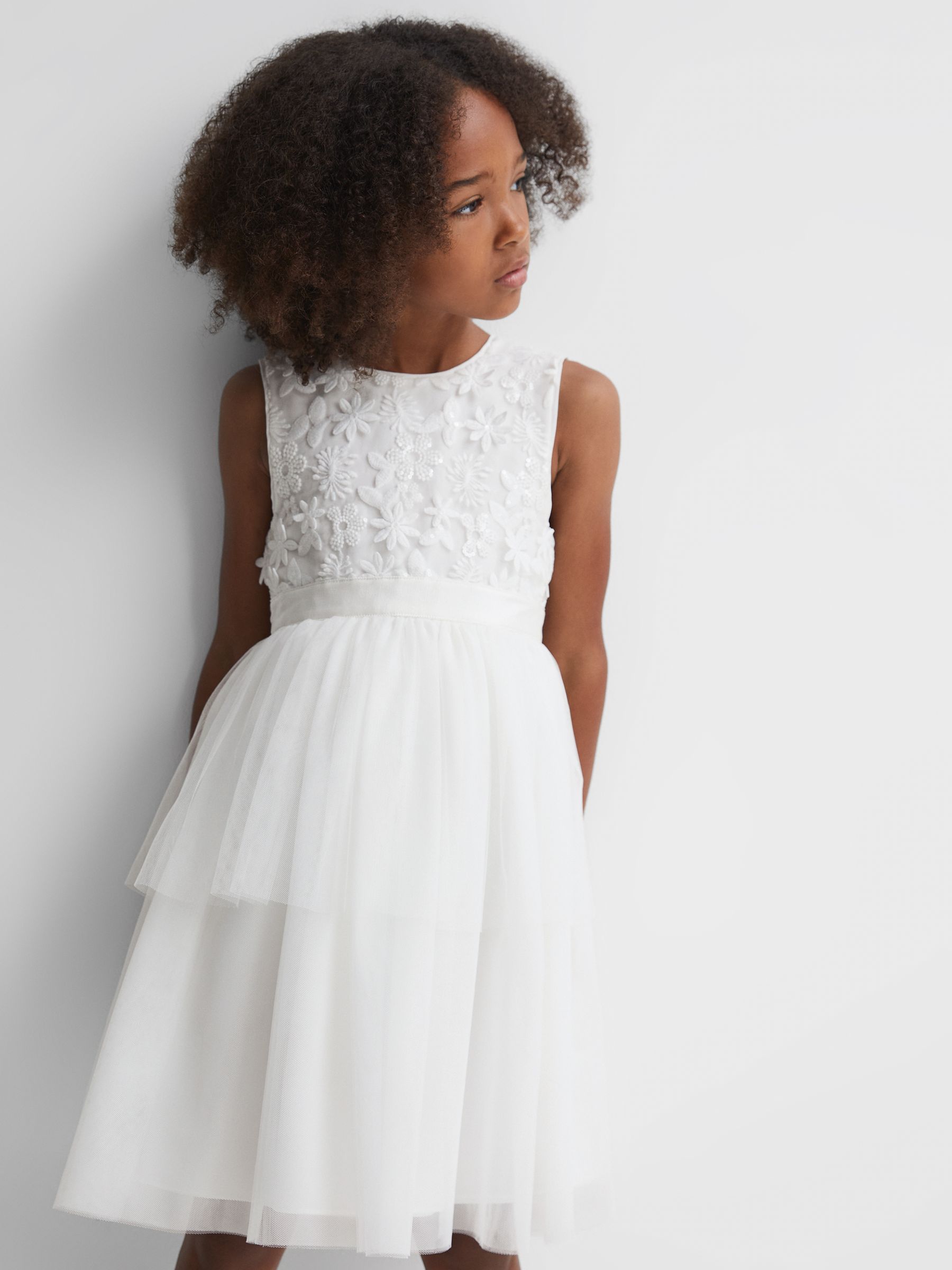 13-14 yrs Embellished Tulle Dress in Ivory