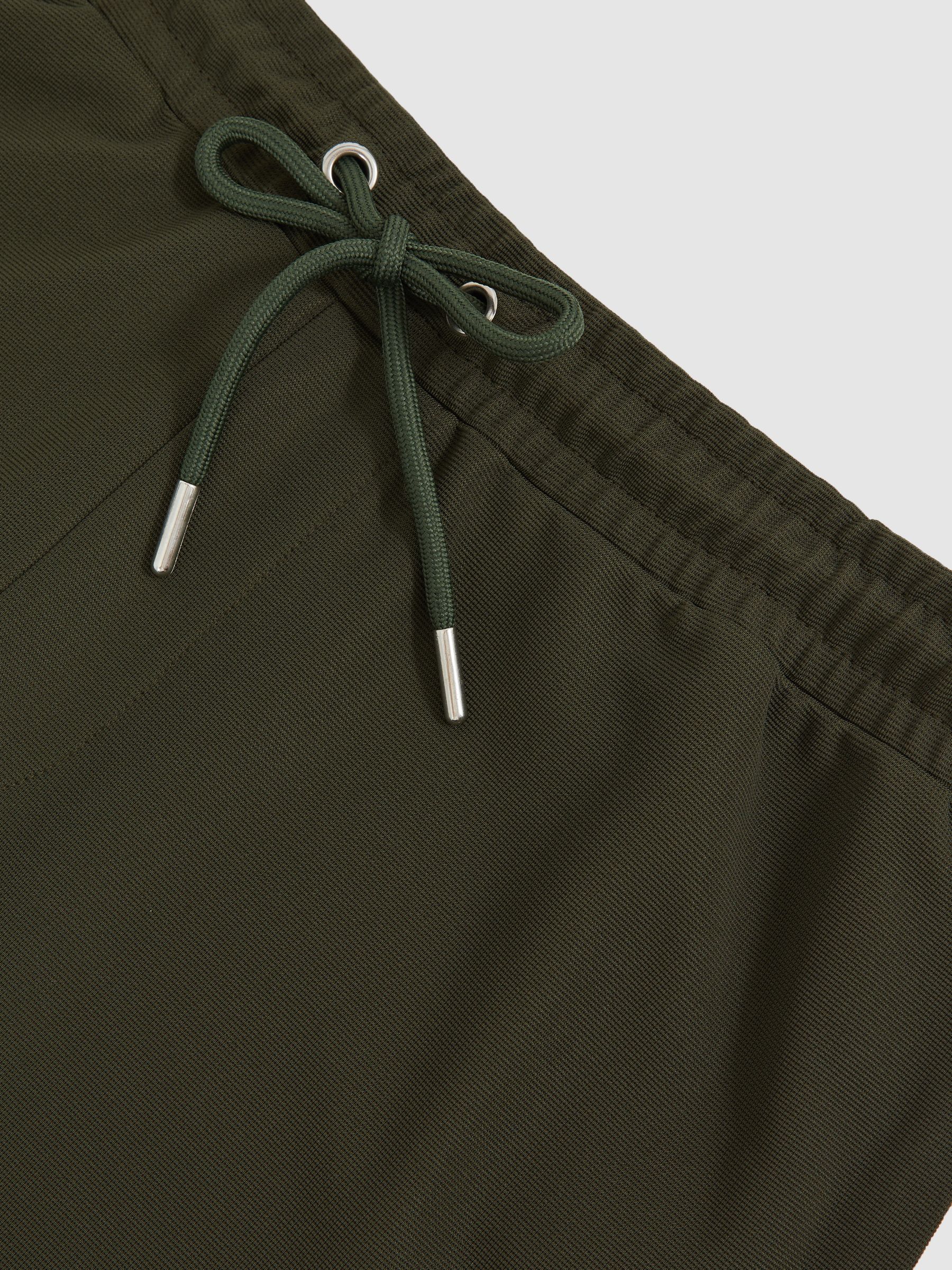 Textured Drawstring Shorts in Green