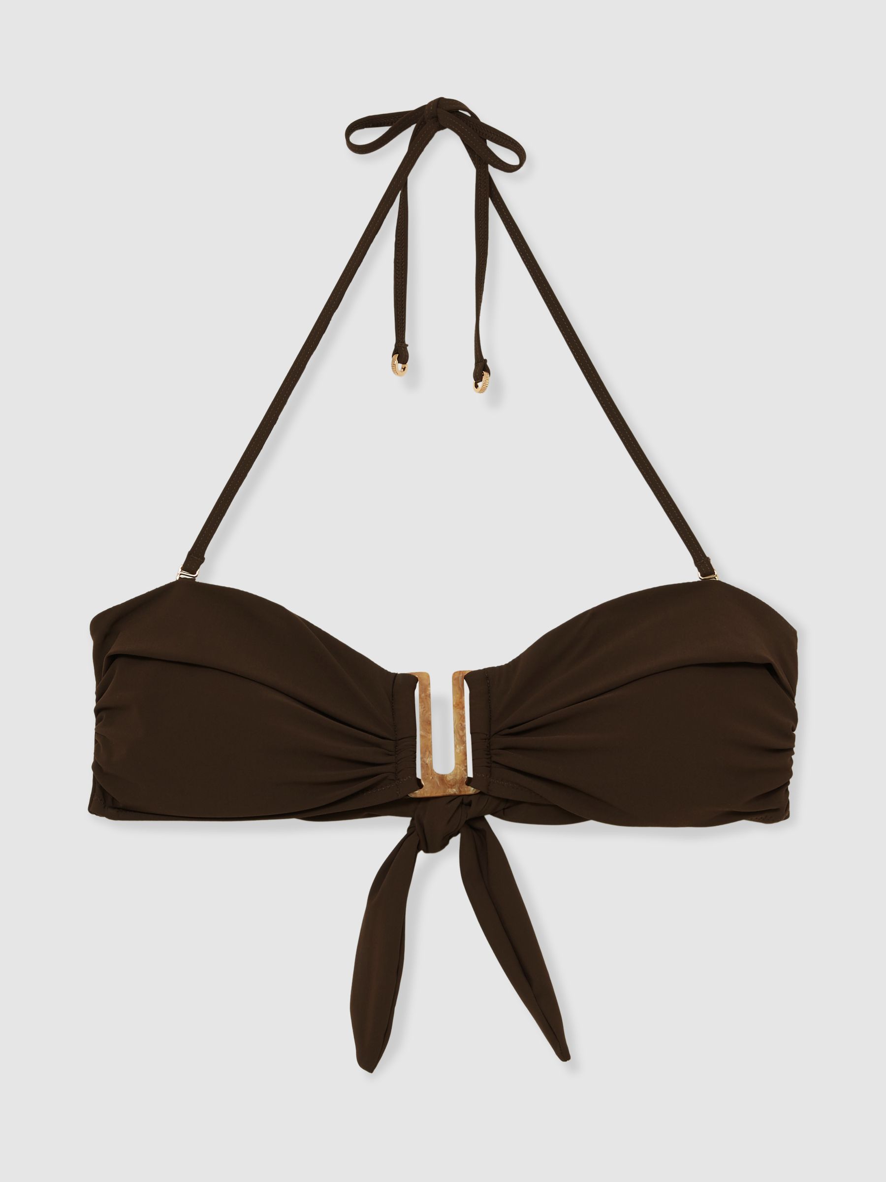 Removable Strap Bandeau Bikini Top in Chocolate