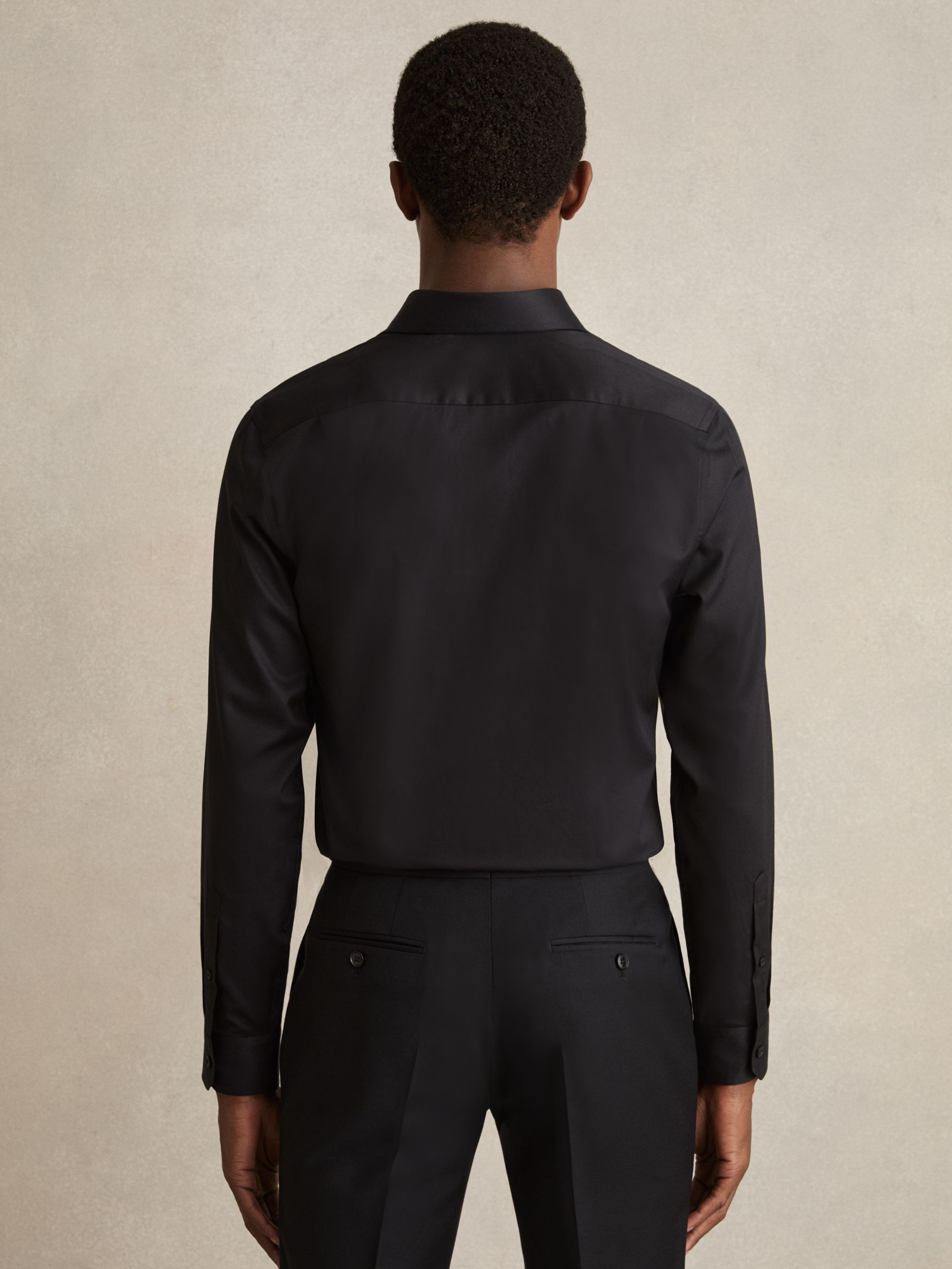 Regular Fit Cotton-Twill Two-Fold Shirt Slim-Fit in Black