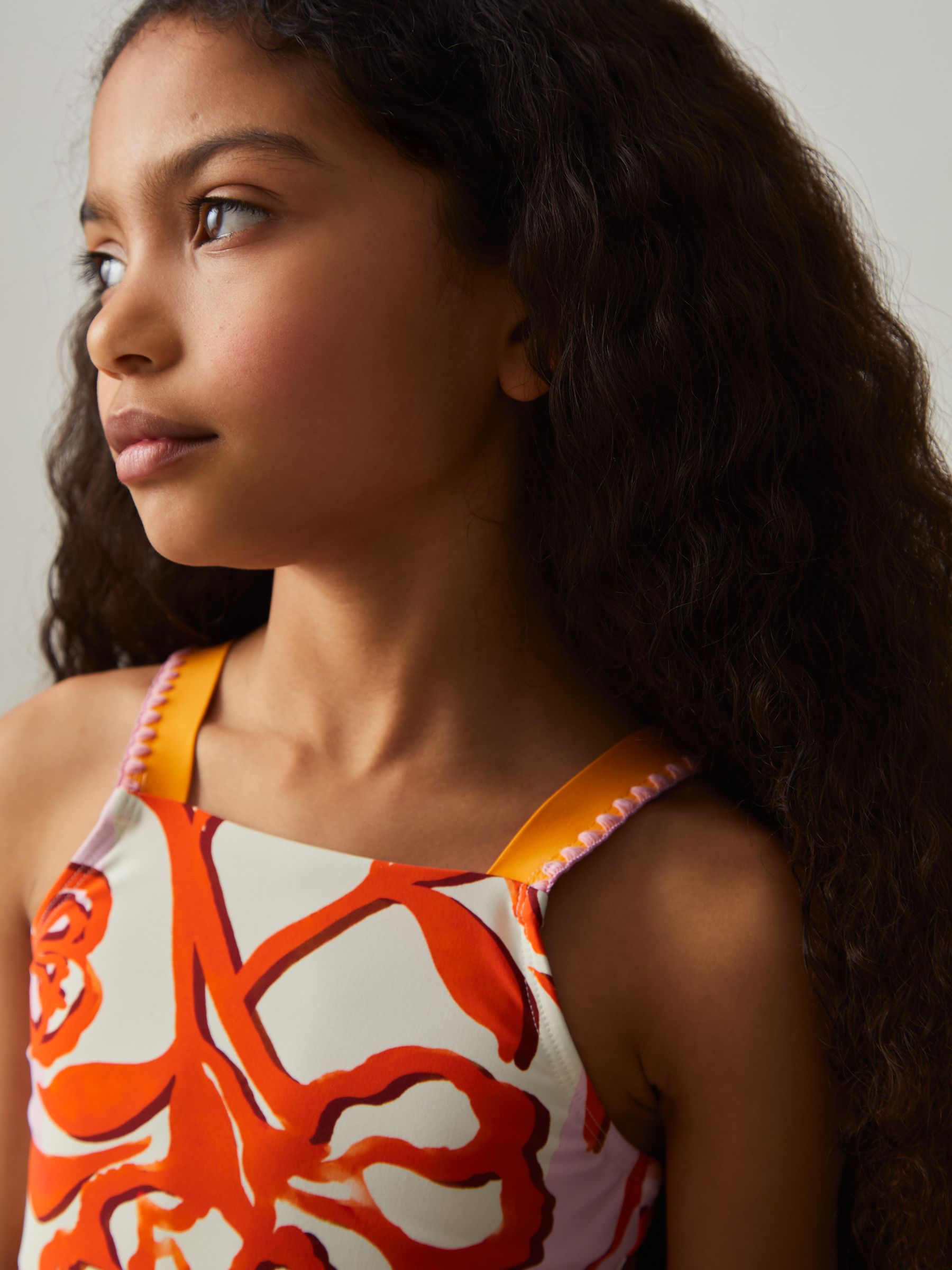 9-13 yrs Floral-Print Bikini Top in Pink Print