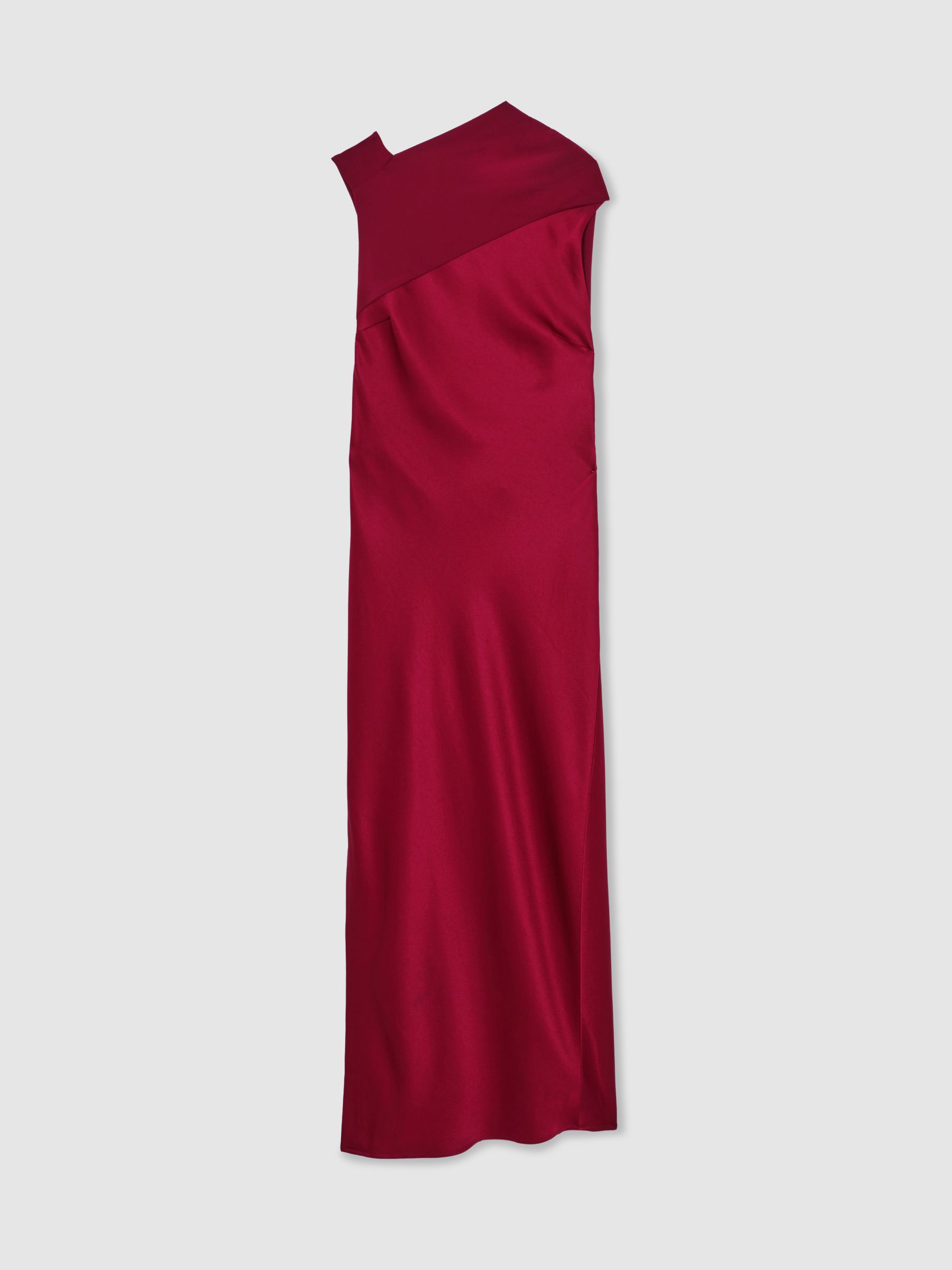 Satin Draped Open-Back Dress in Red