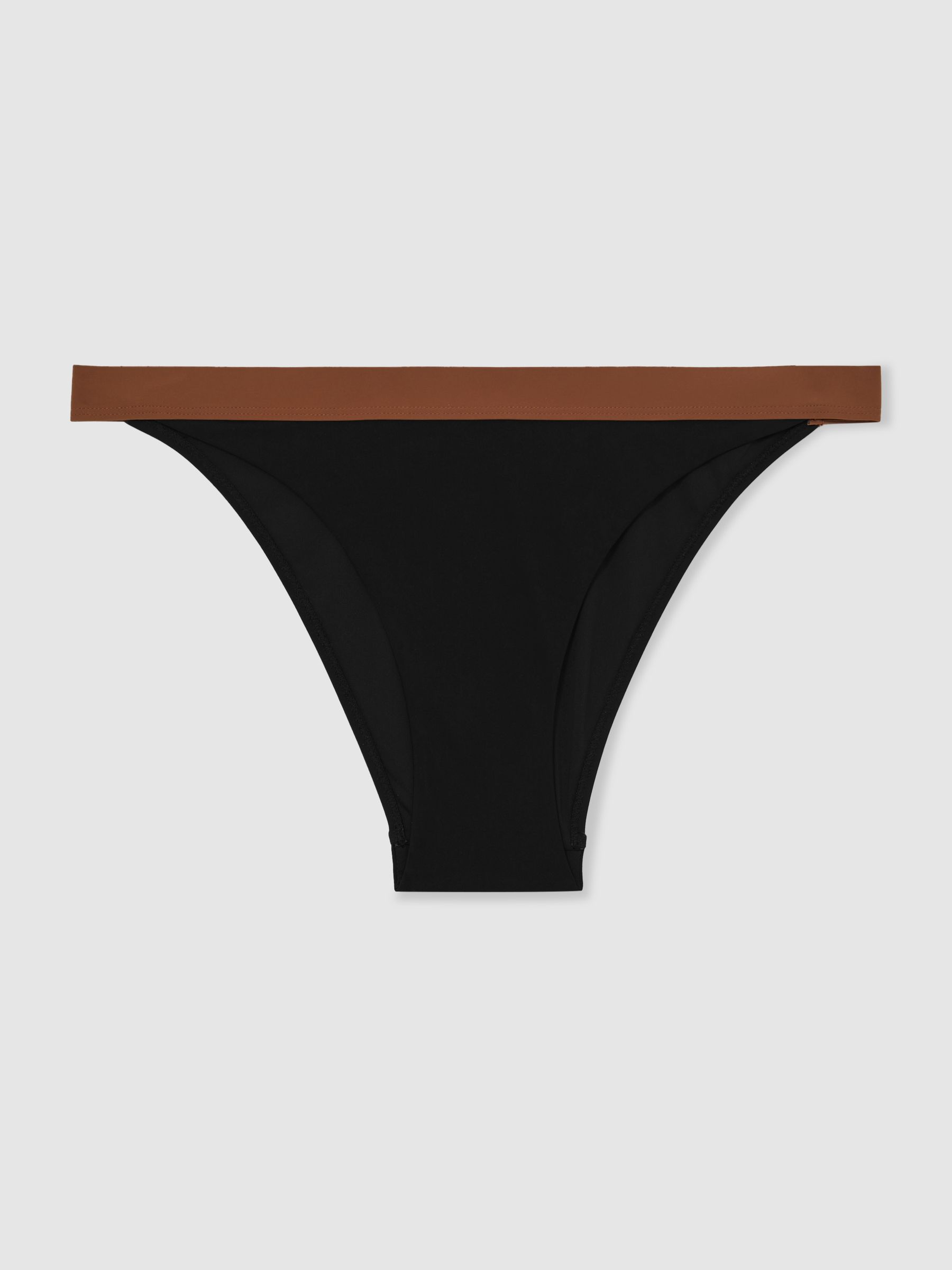 Contrast-Trim Bikini Bottoms in Black/Tan