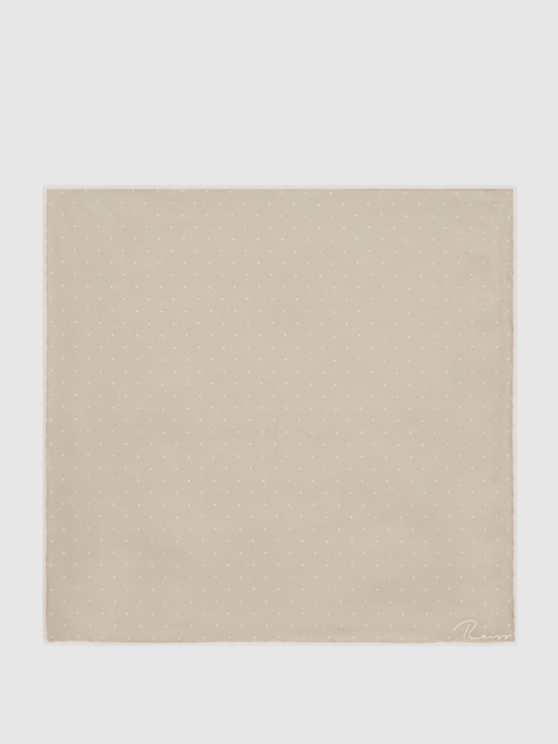 Polka Dot Silk Pocket Square in Stone