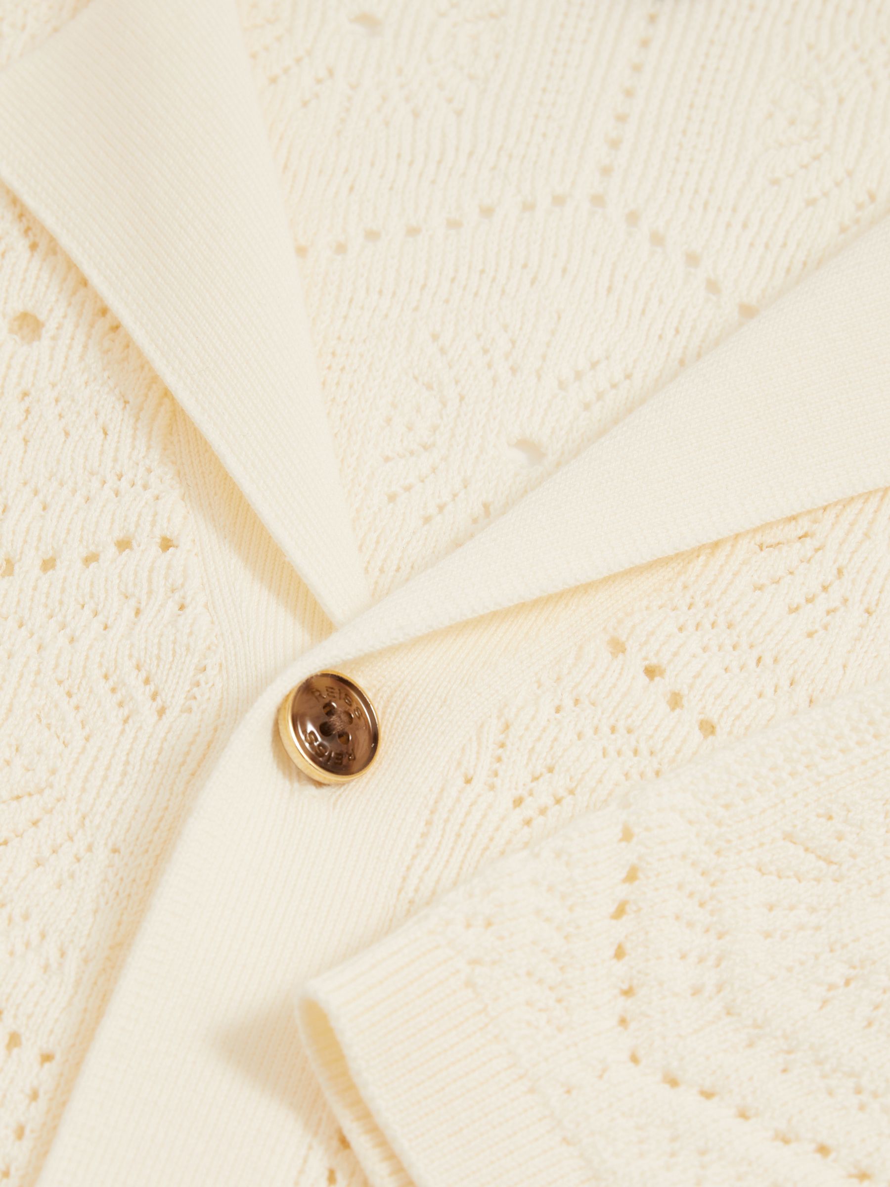 Pointelle Button-Through Shirt in Off White