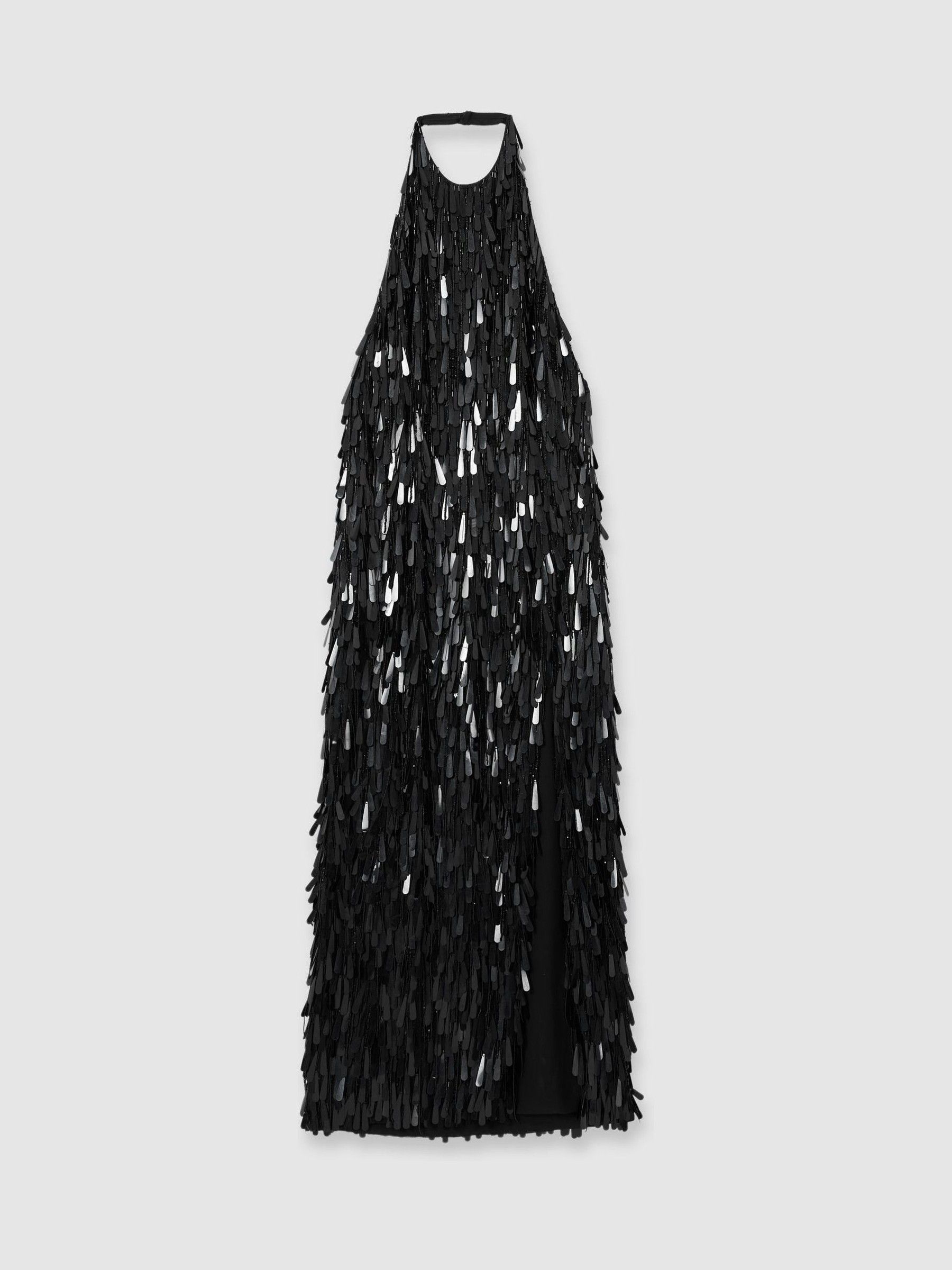 ILTA Sequinned and Beaded Halter-Neck Dress in Black