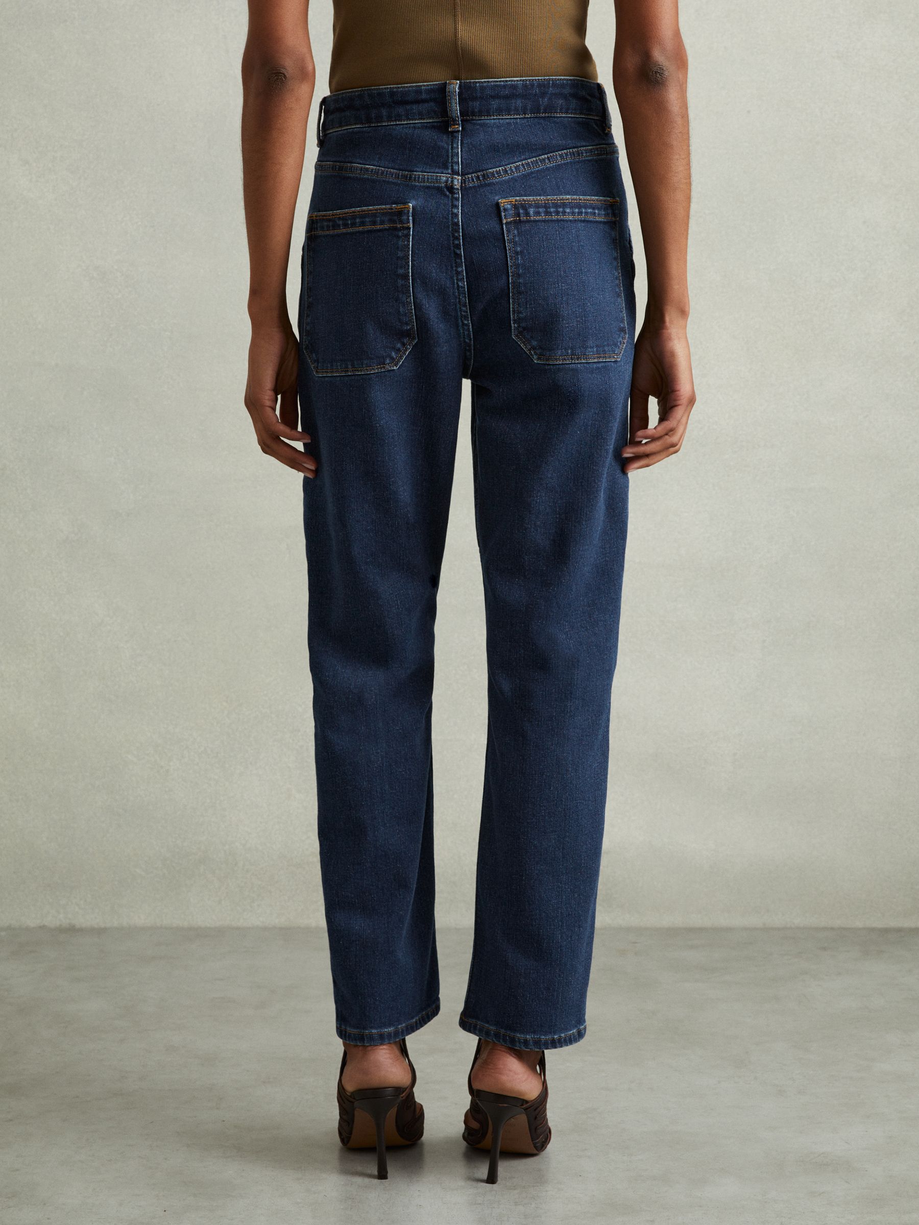 Garment Dyed Utility Tapered Jeans in Dark Blue