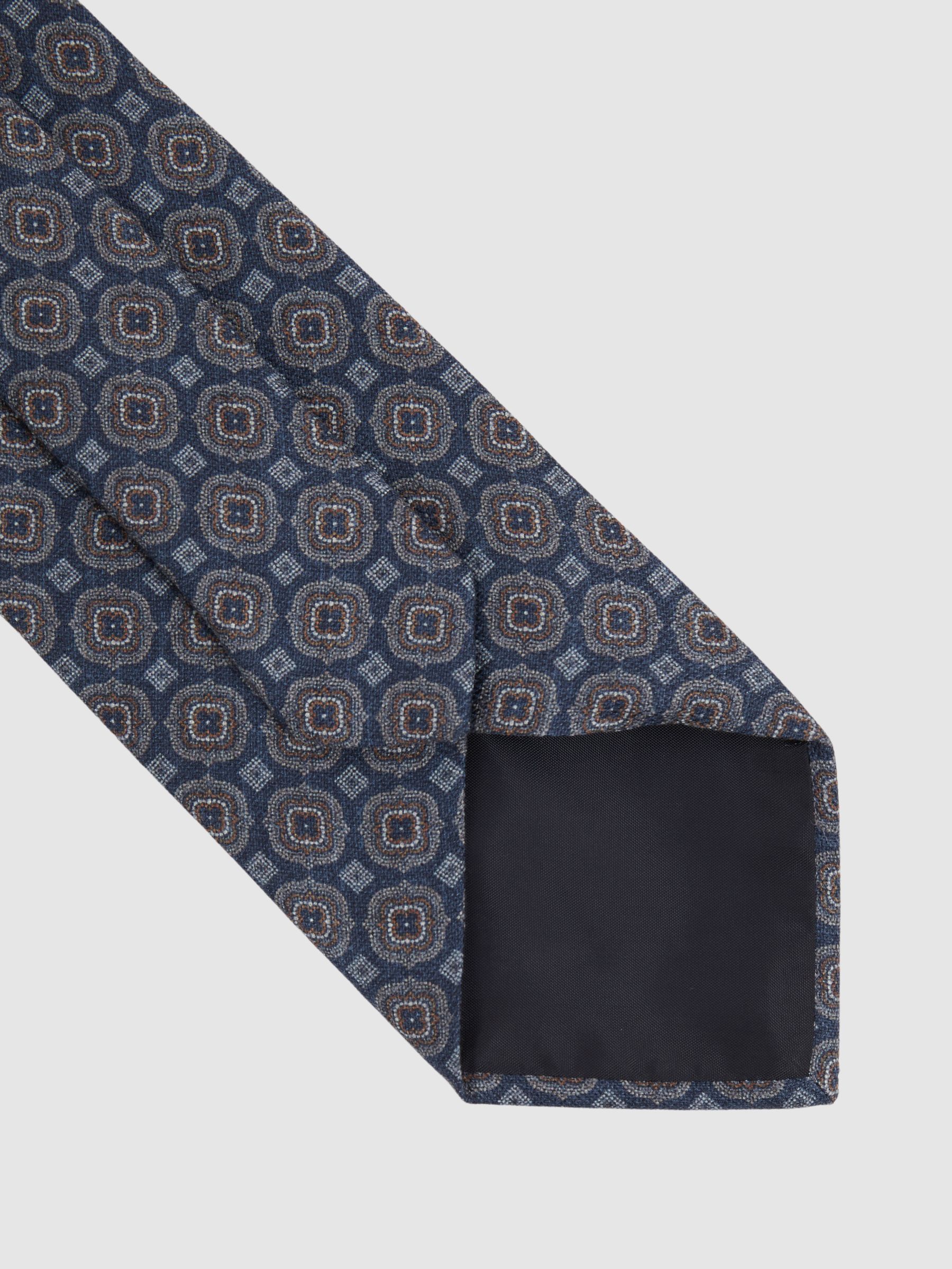 Silk Floral Medallion Tie in Indigo