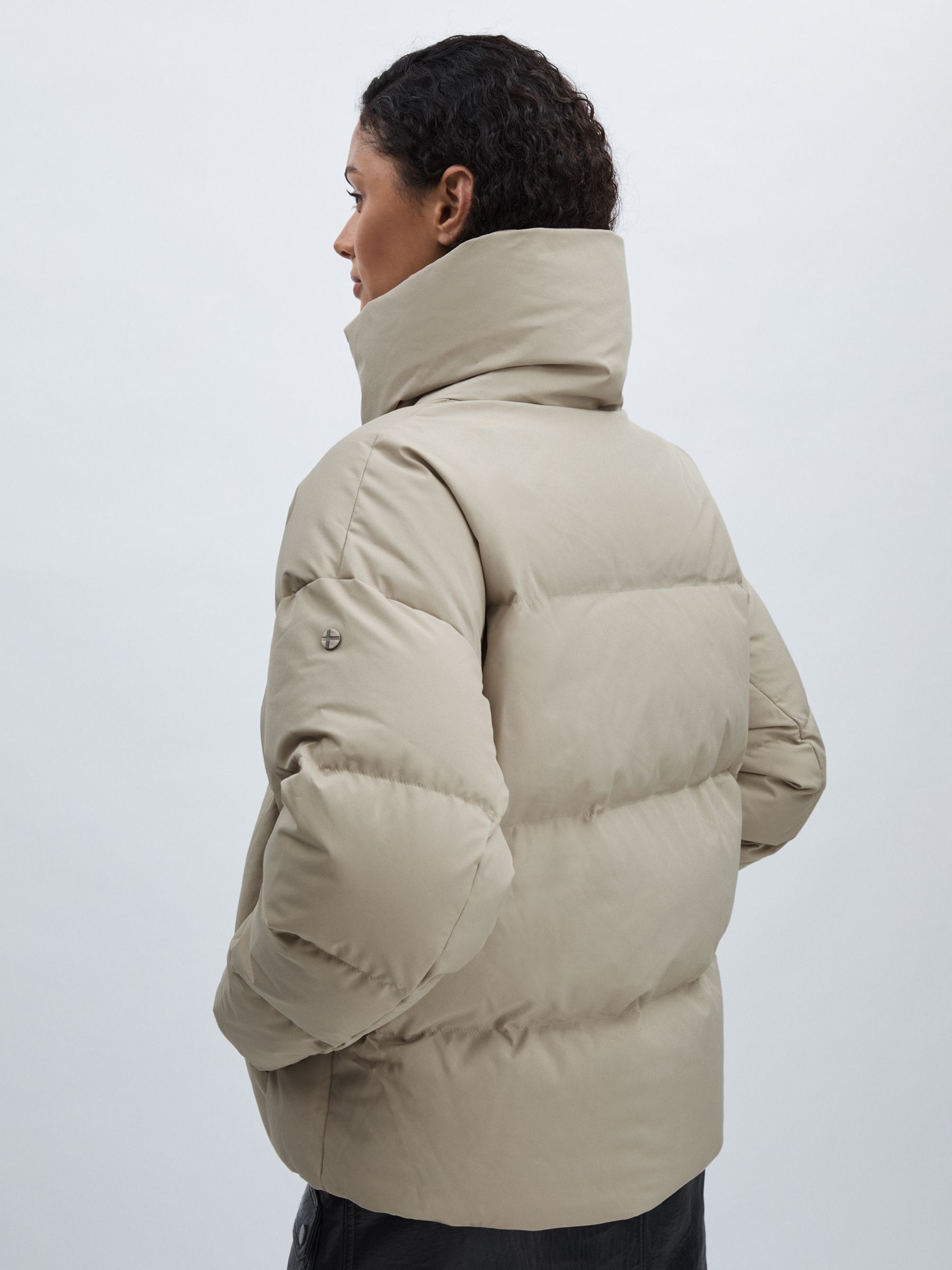 Scandinavian Edition Short Puffer Jacket in Khaki Sand