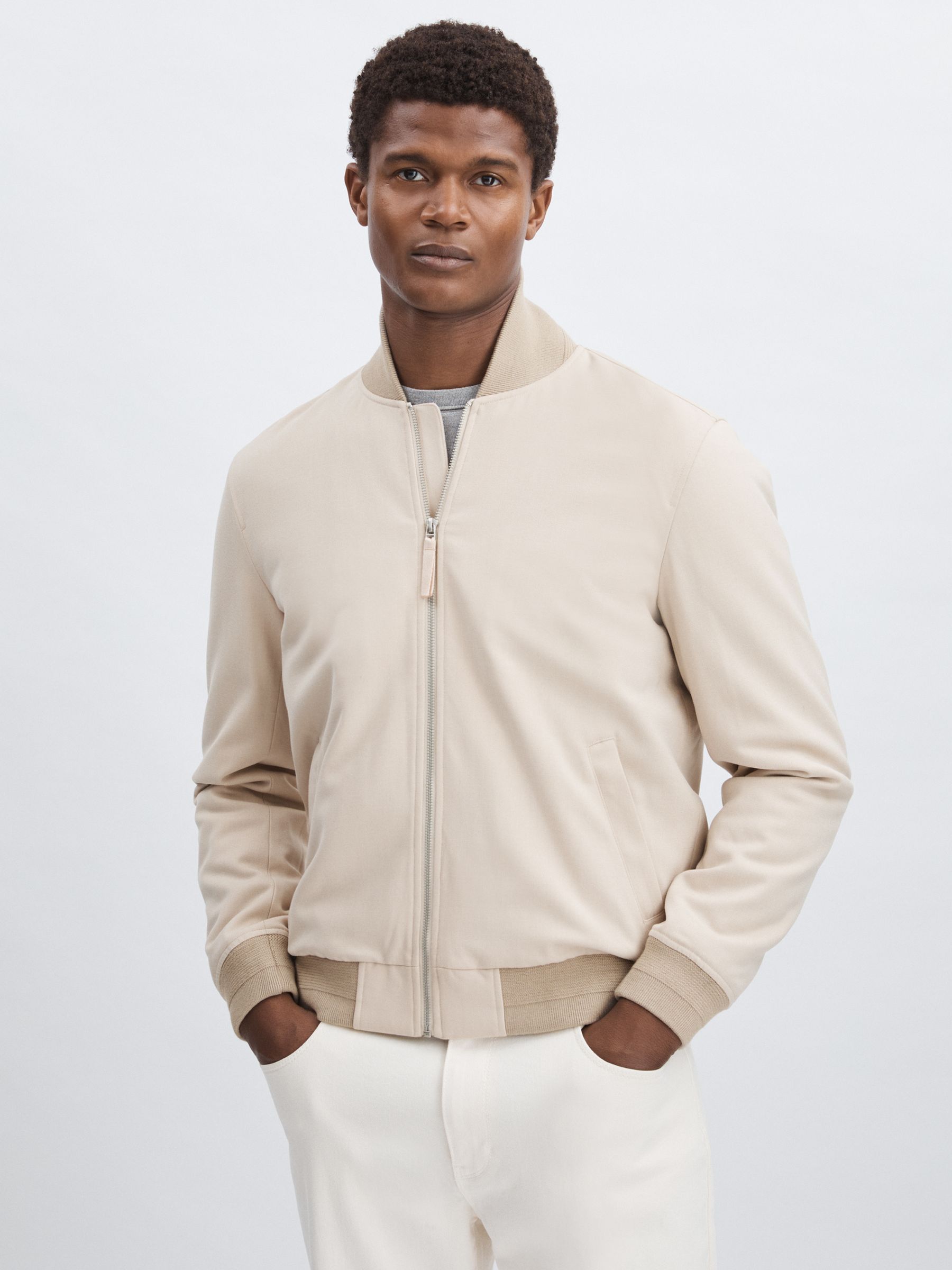 Paige Zip-Through Bomber Jacket in Ivory