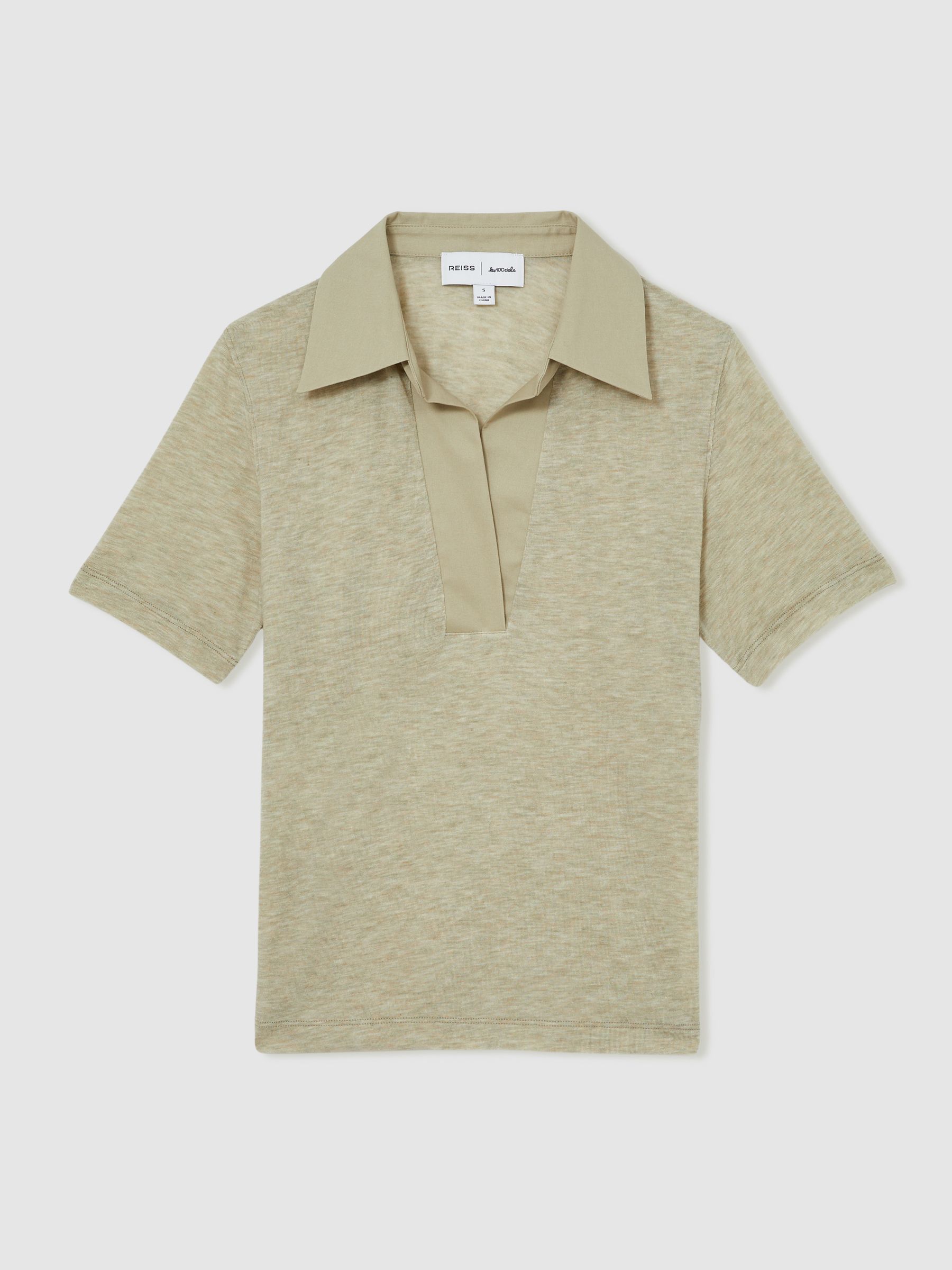 Reiss | Les 100 Ciels Polo Shirt With Cashmere in Sage