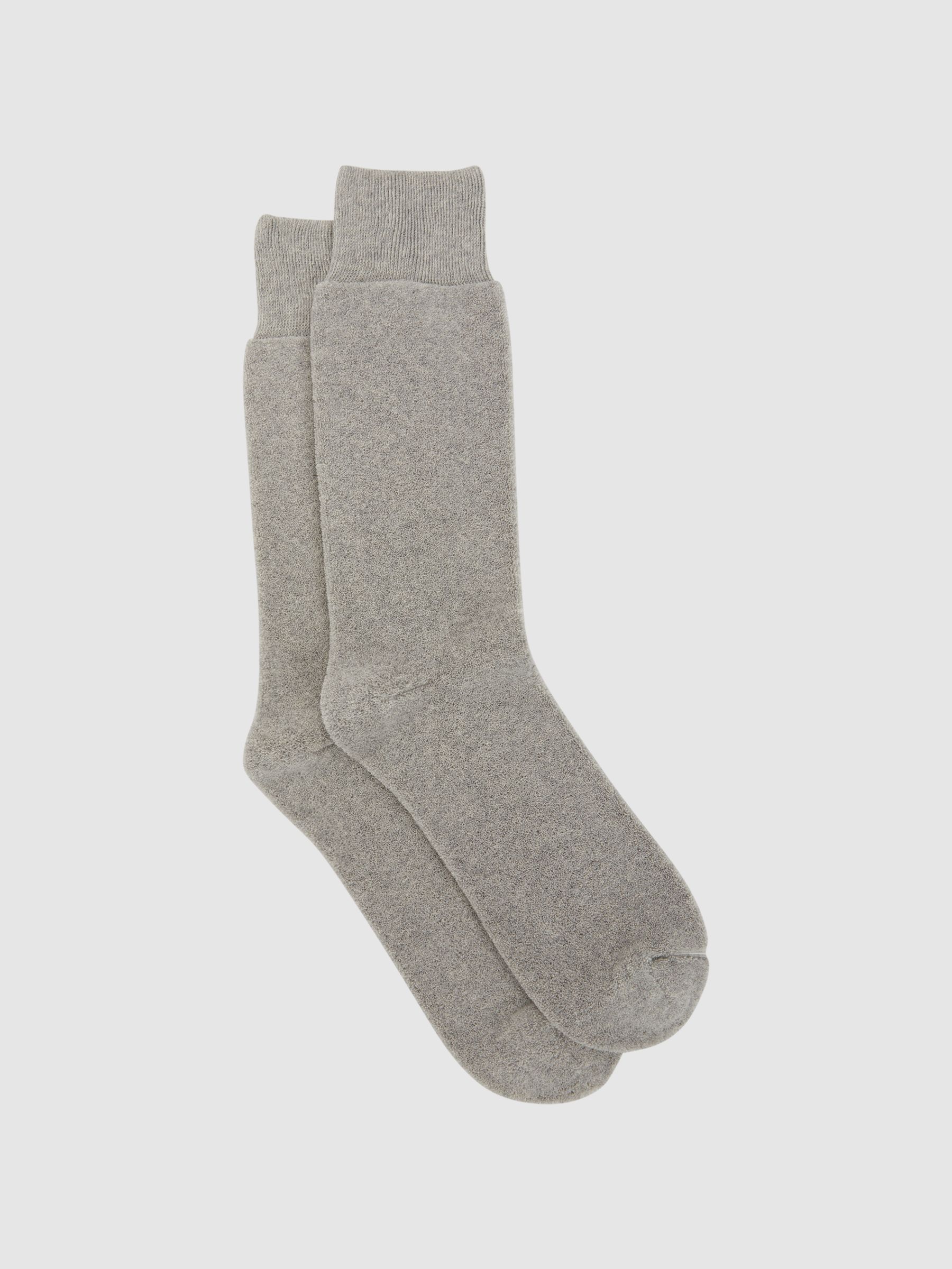 Cotton Blend Terry Towelling Socks in Grey Melange