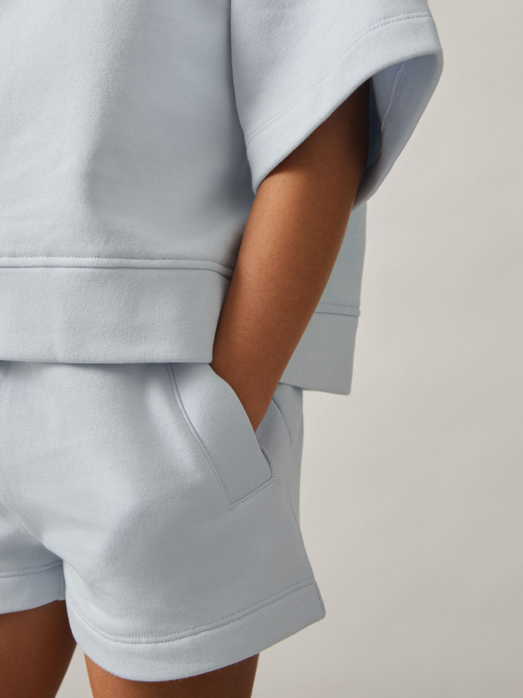 13-14 yrs Cotton-Blend Sweatshirt And Shorts Set in Blue