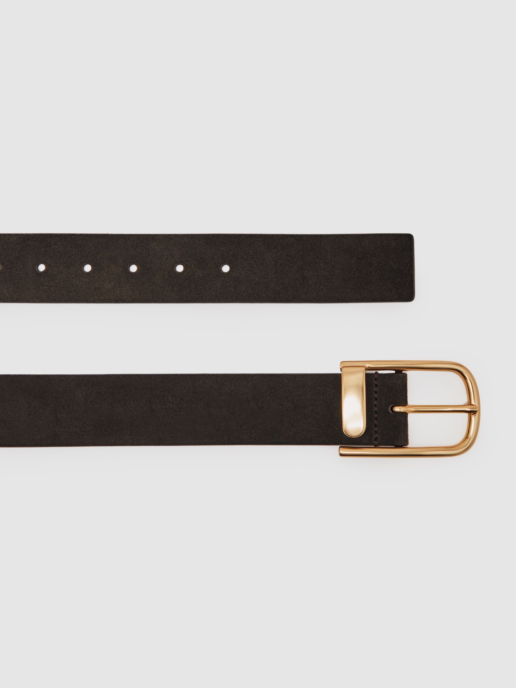 Suede Half Keeper Belt in Chocolate