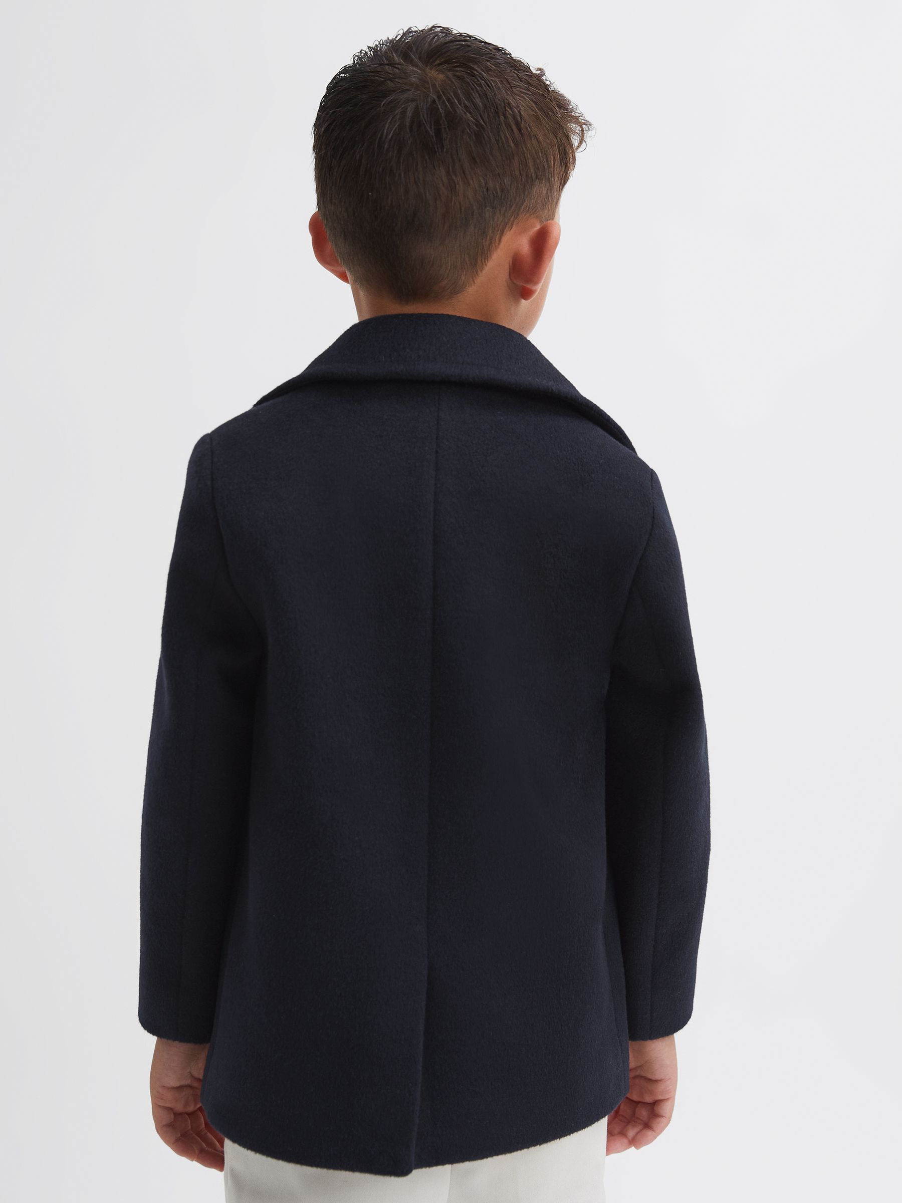 4-9 yrs Wool Blend Twill Double Breasted Coat in Navy