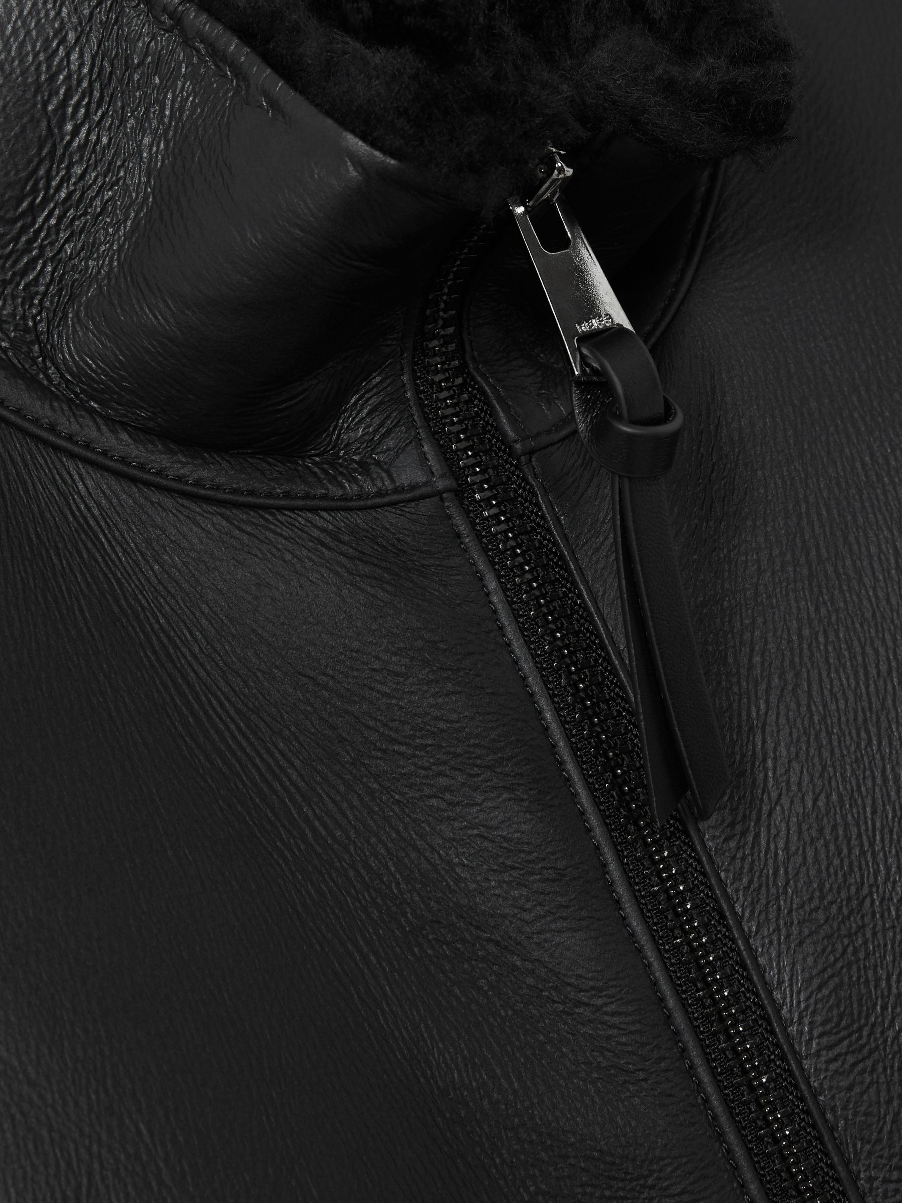 Shearling Lined Leather Jacket in Black