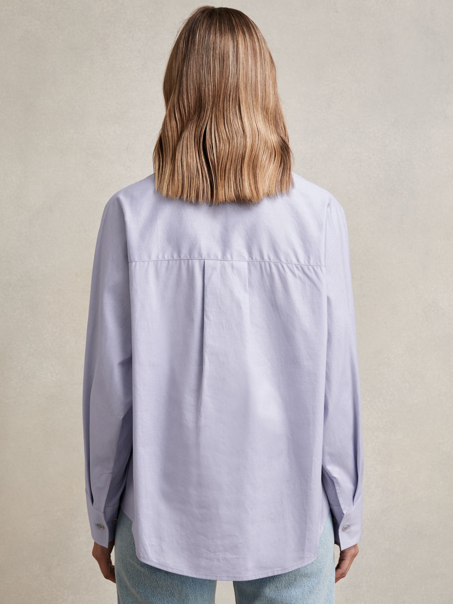 Cotton Button Through Oxford Shirt in Blue