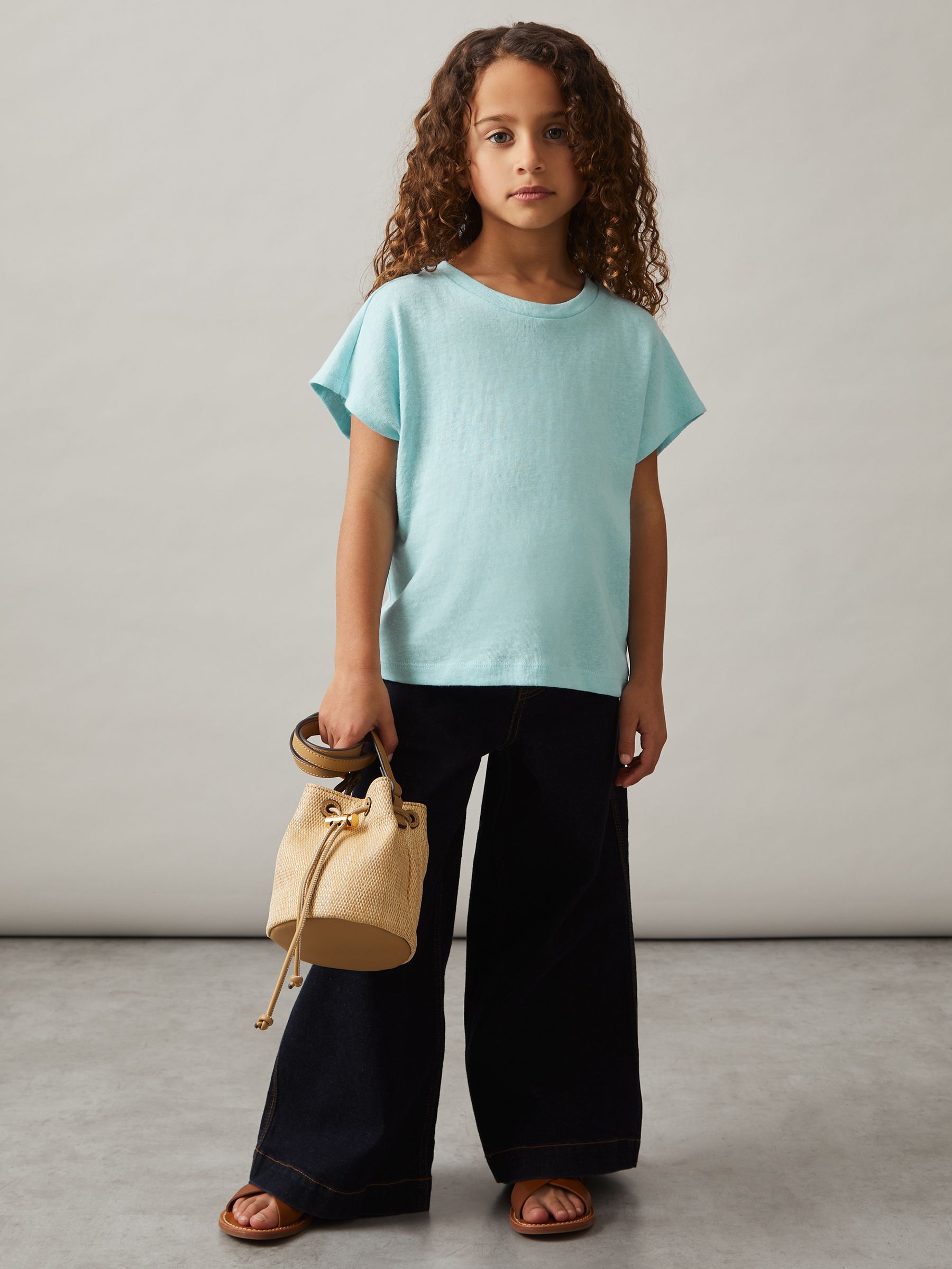 4-9 yrs Oversized Cotton-Blend T-Shirt in Blue