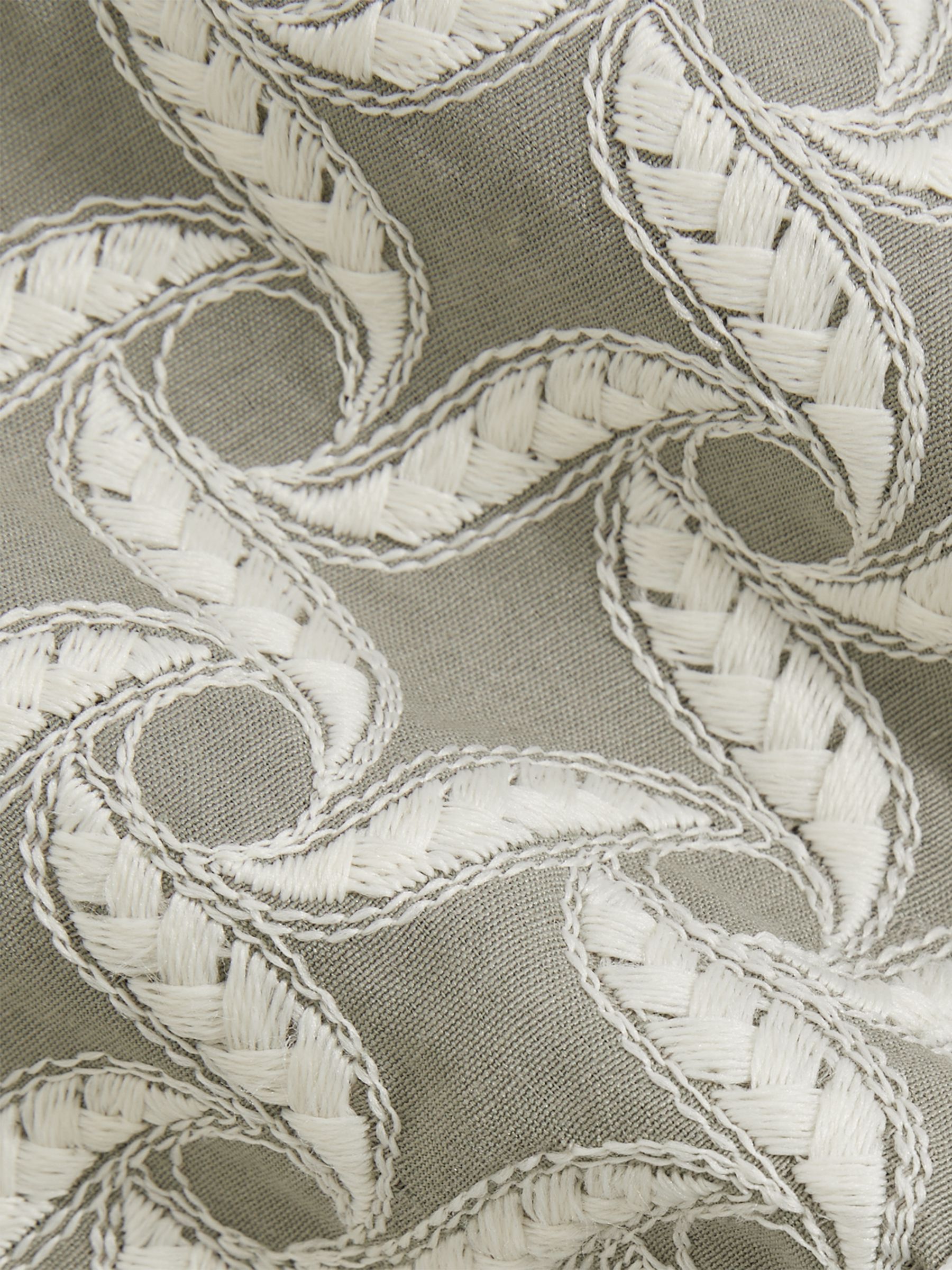 Reiss | Ché Motif-Embroidered Shirt in Sage/White