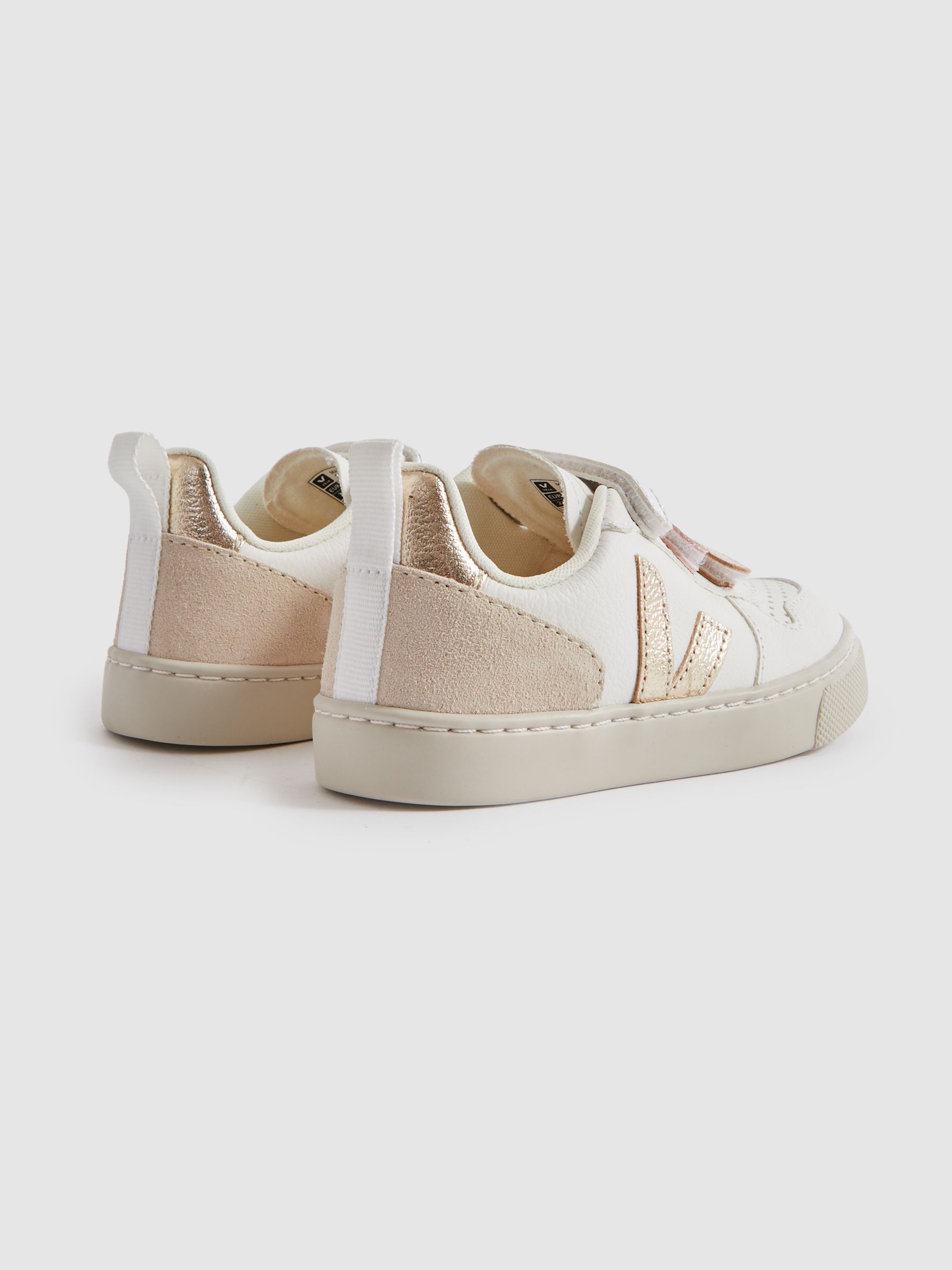 Veja Suede Velcro Trainers in White Multi