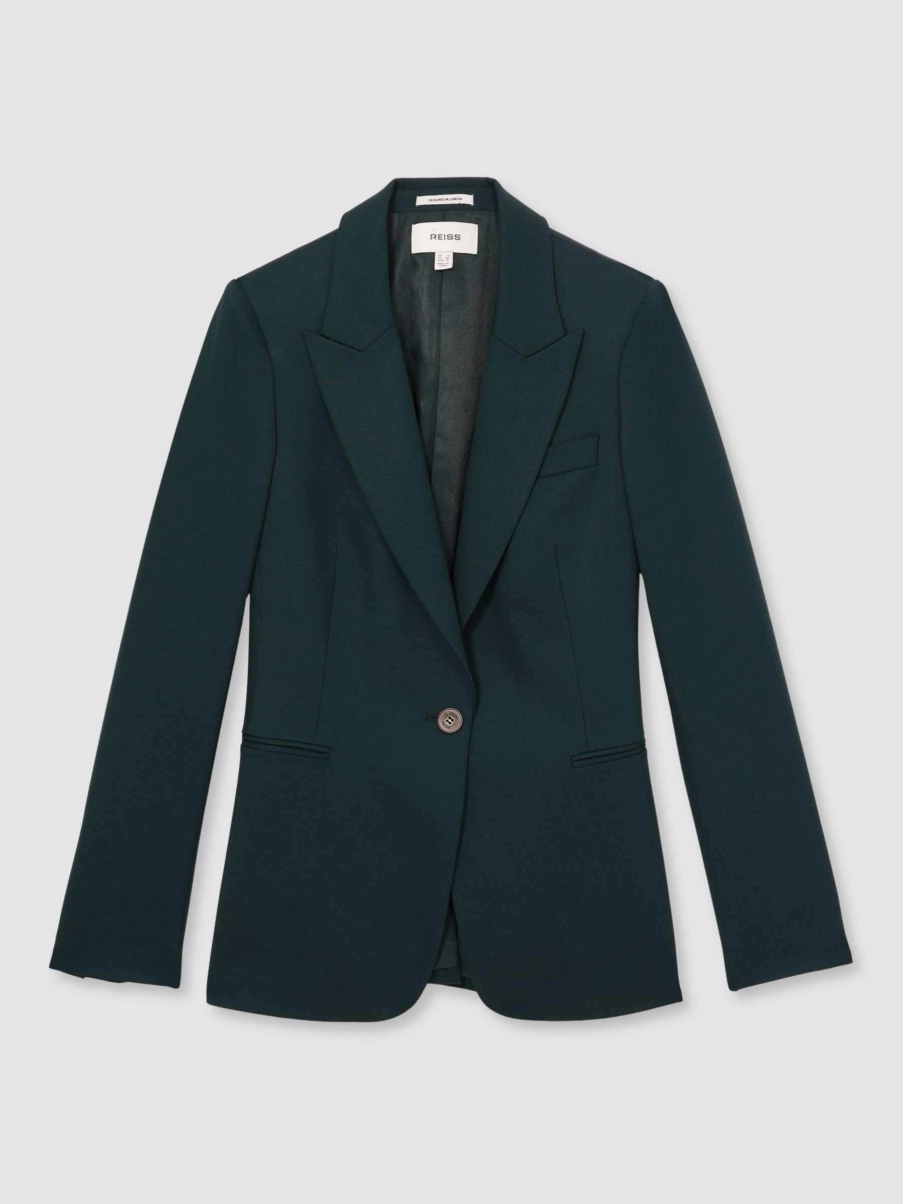 Wool-Blend Single-Breasted Suit Blazer in Green