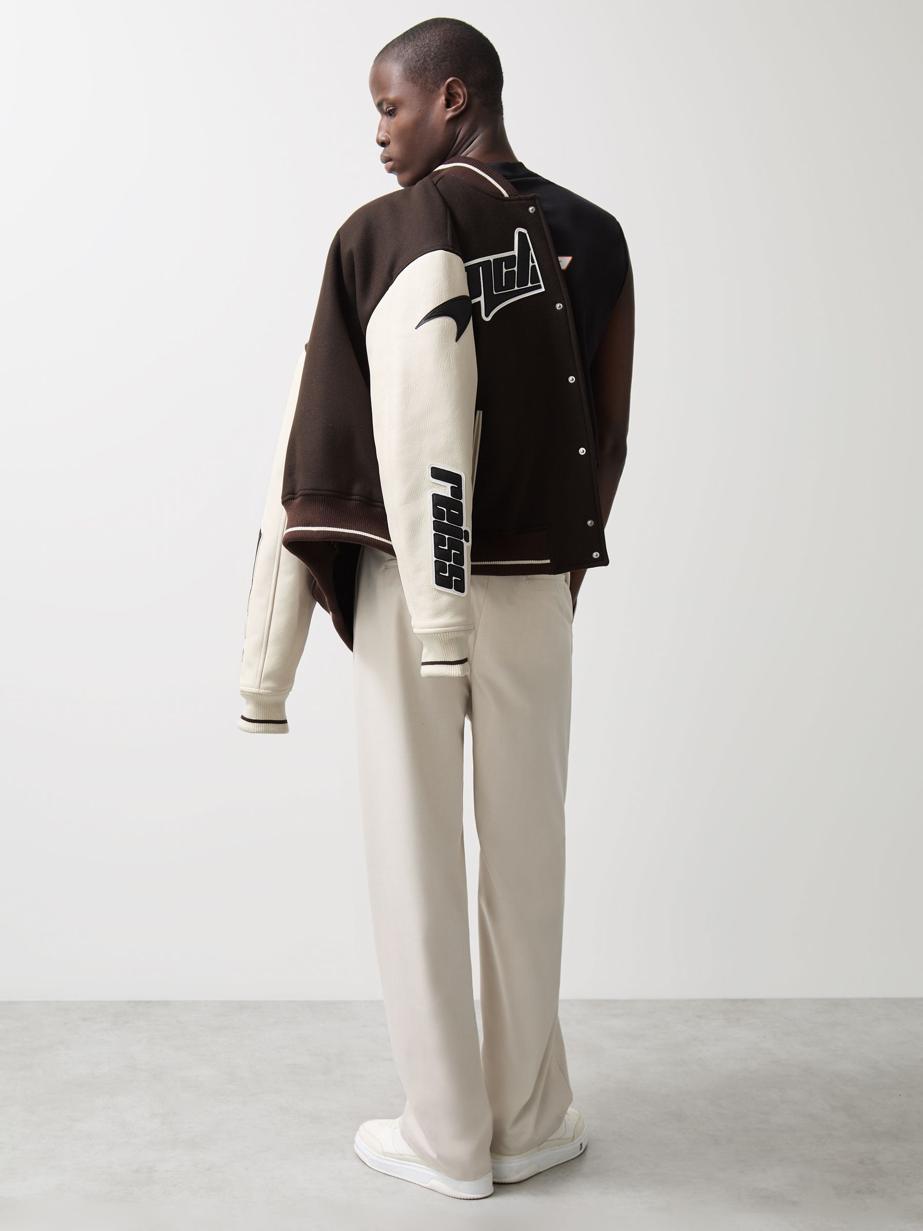 McLaren F1 Team Bomber Jacket in Brown/Ivory/White