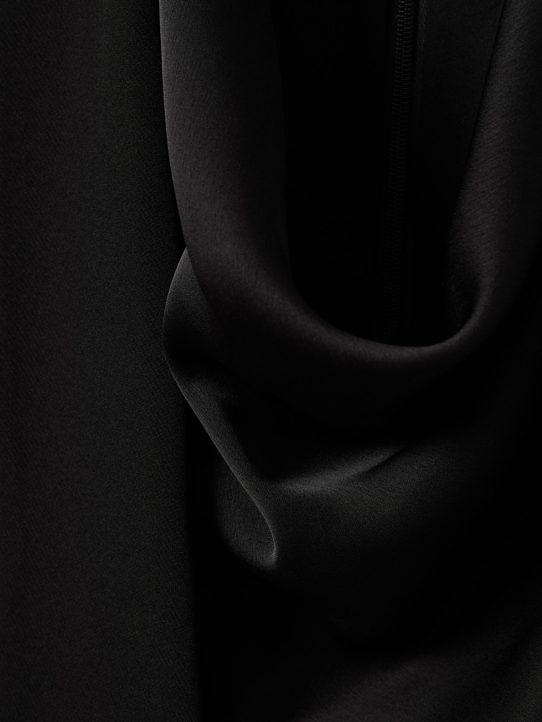 Halston Cowl Neck Wrap Midi Dress in Black