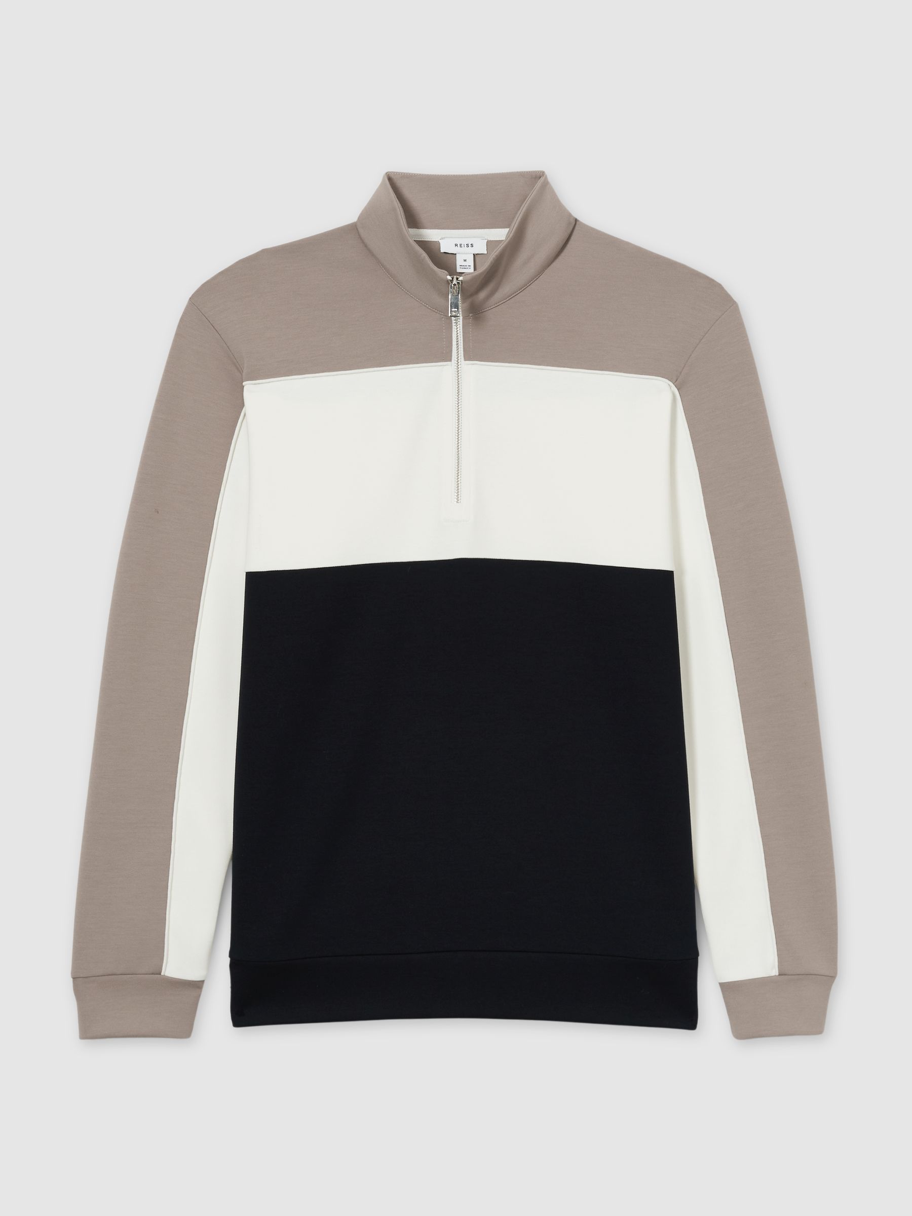 Interlock Colour-Block Half-Zip Sweatshirt in Navy/Taupe