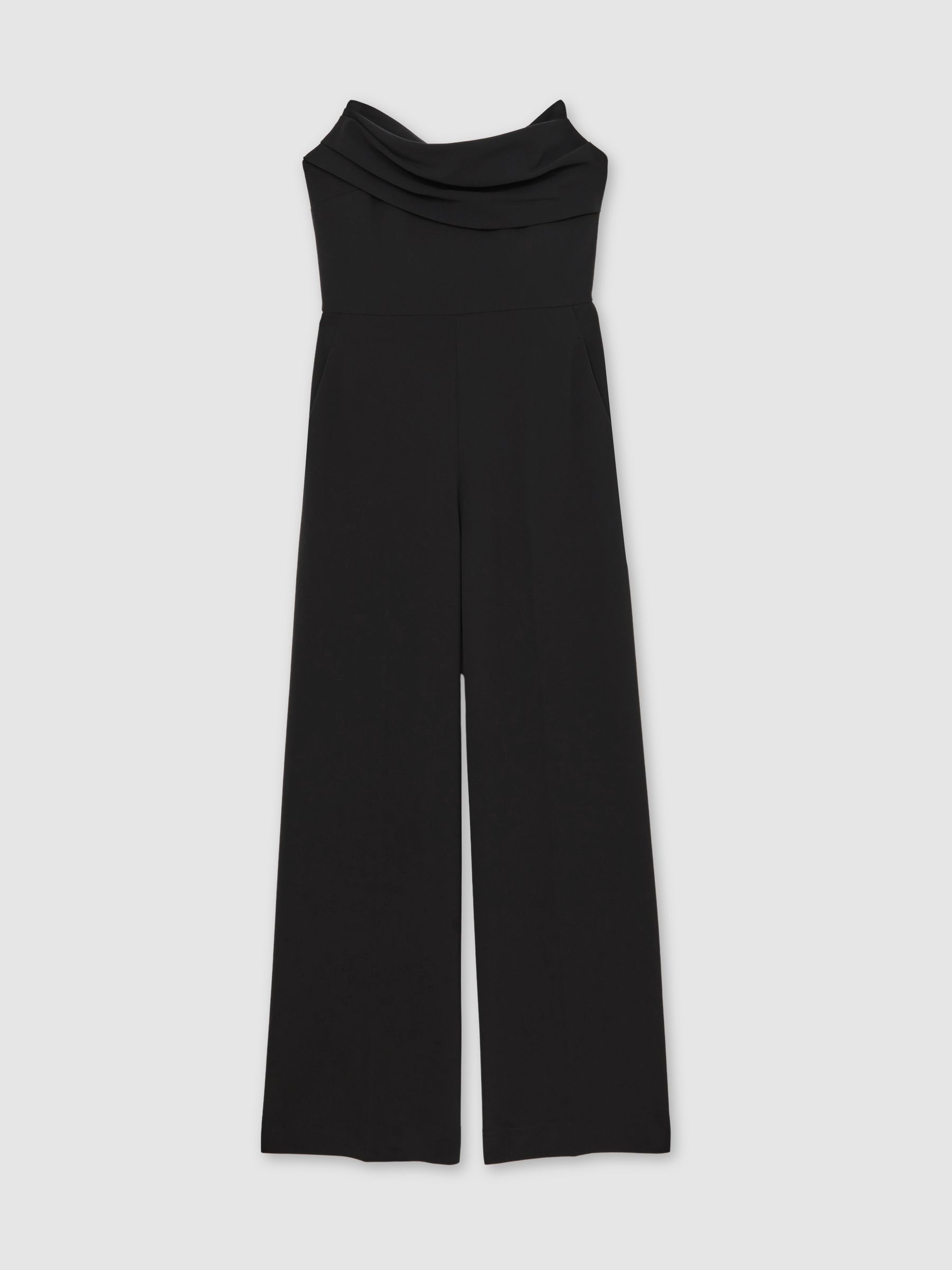 Structured Strapless Wide-Leg Jumpsuit in Black