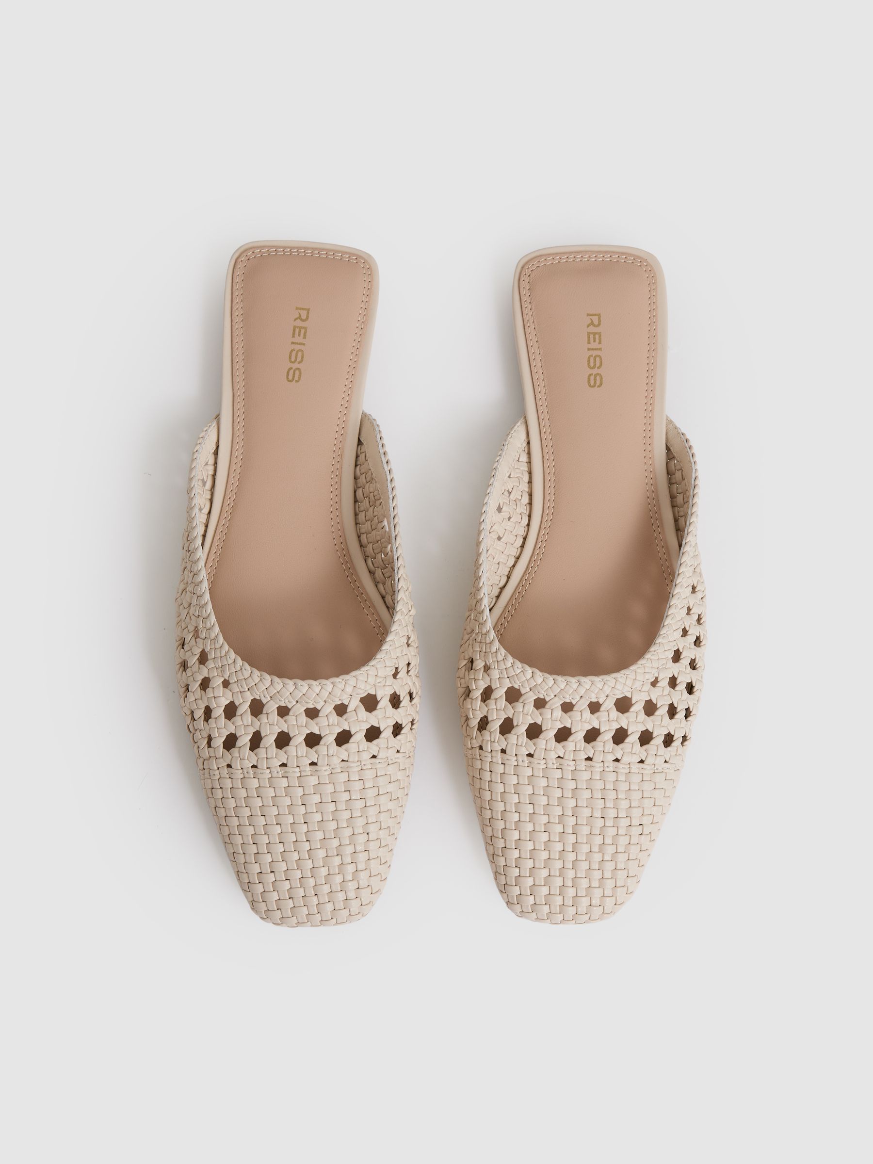 Woven Slip-On Mules in Off White
